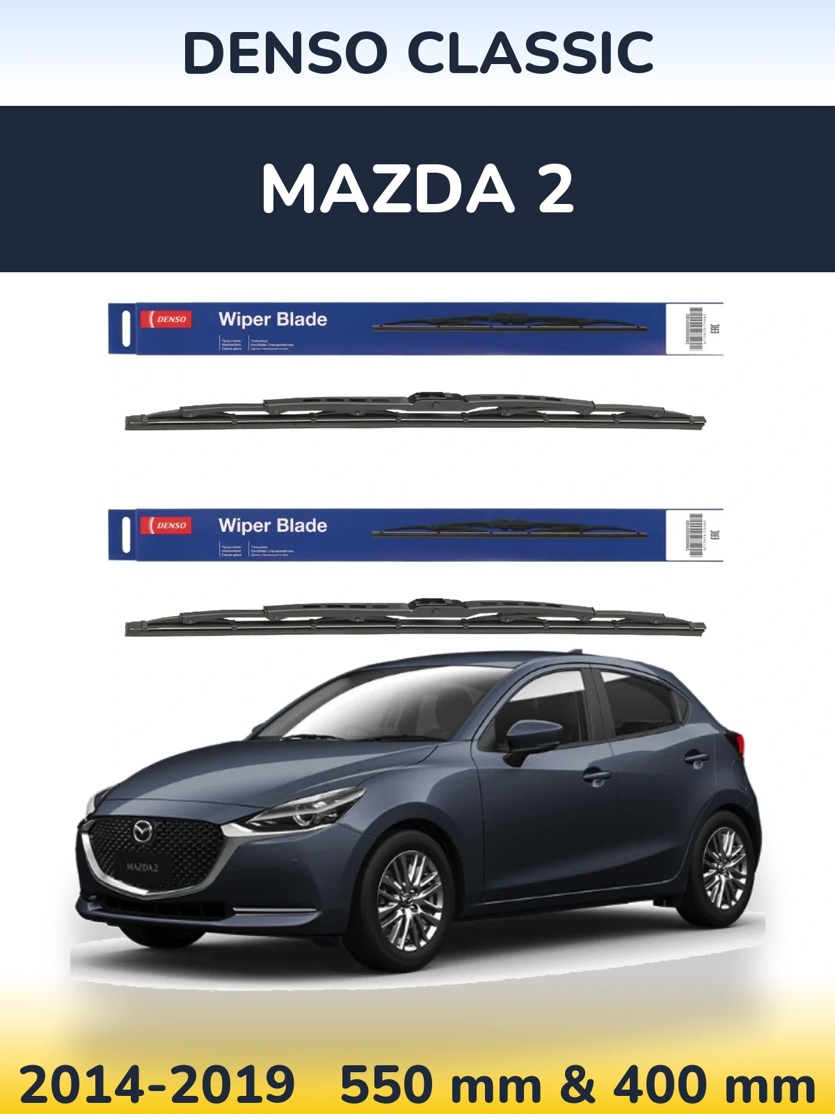 Komplet przednich wycieraczek Denso Classic 550 & 400 mm do Mazda 2 2014-2019