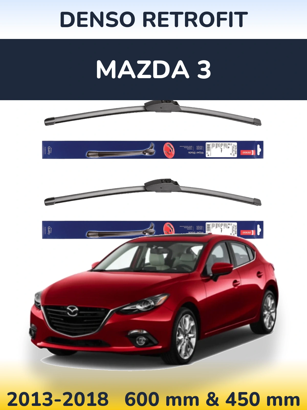 Front wiper blade set Denso Retrofit 600 & 450 мм for Mazda 3 2013-2018