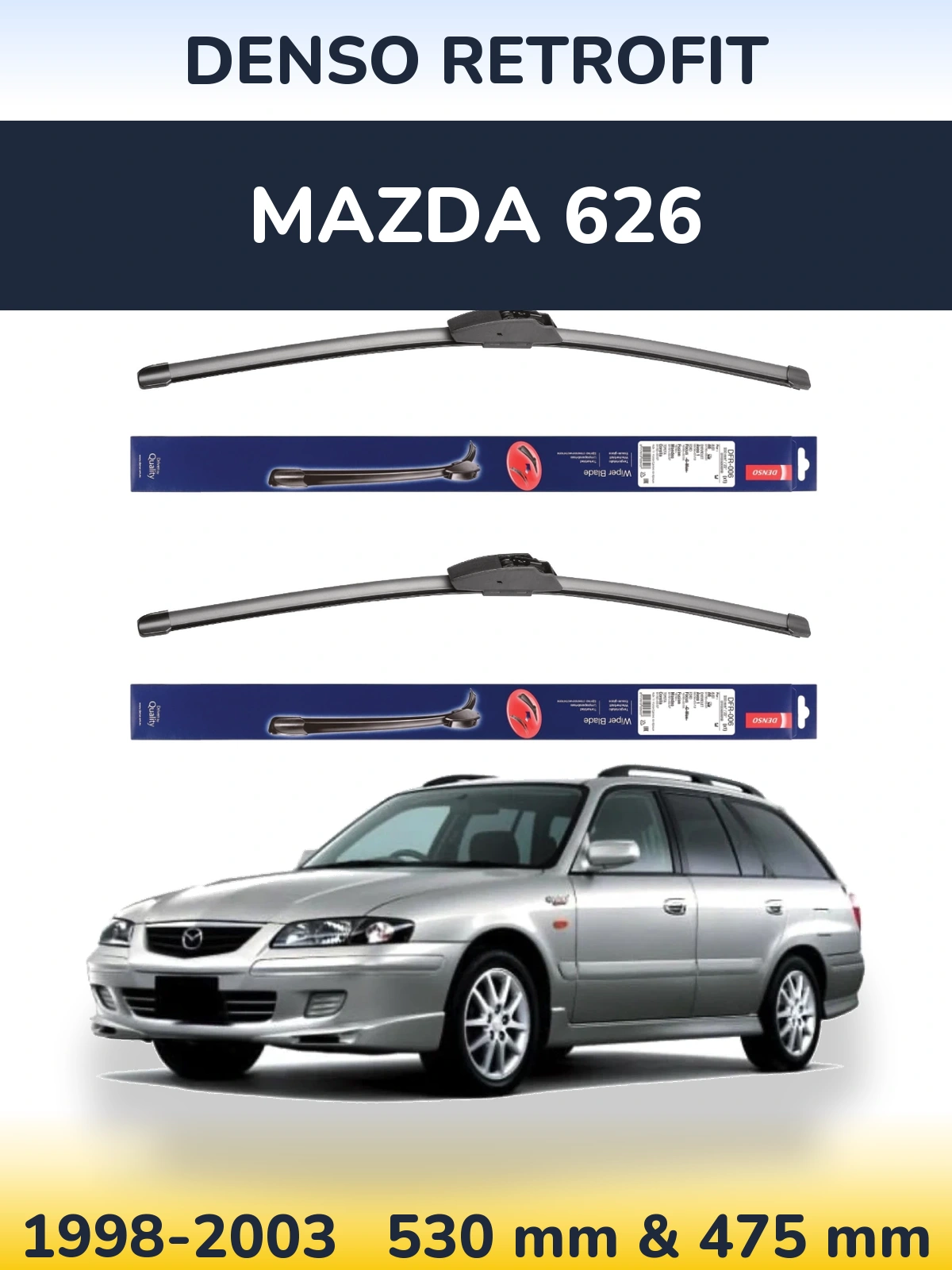 Комплект передніх щіток Denso Retrofit 530 & 475 мм для Mazda 626 1998-2003