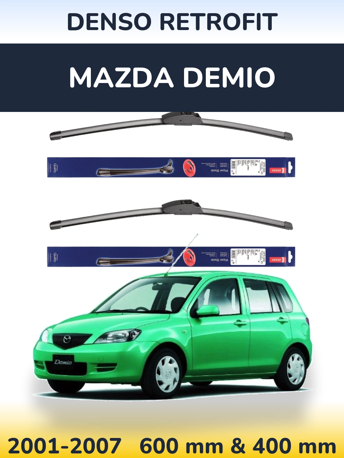 Front wiper blade set Denso Retrofit 600 & 400 мм for Mazda Demio 2001-2007