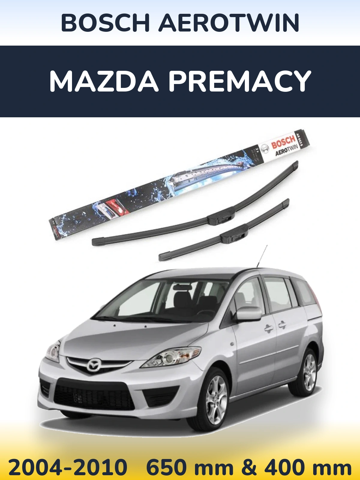 Комплект передніх щіток BOSCH AeroTwin 650 & 400 мм для Mazda Premacy 2004-2010