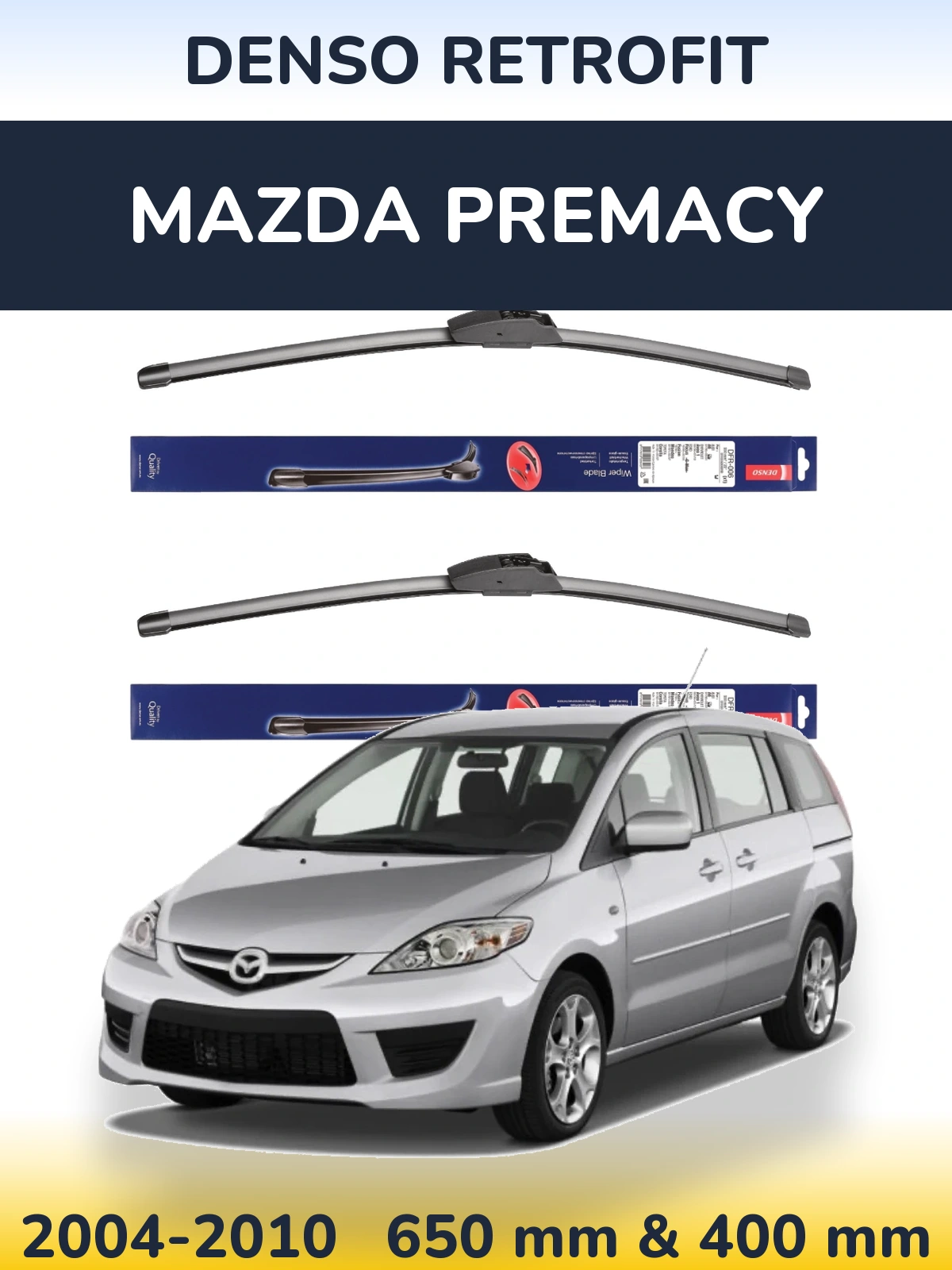 Komplet przednich wycieraczek Denso Retrofit 650 & 400 mm do Mazda Premacy 2004-2010