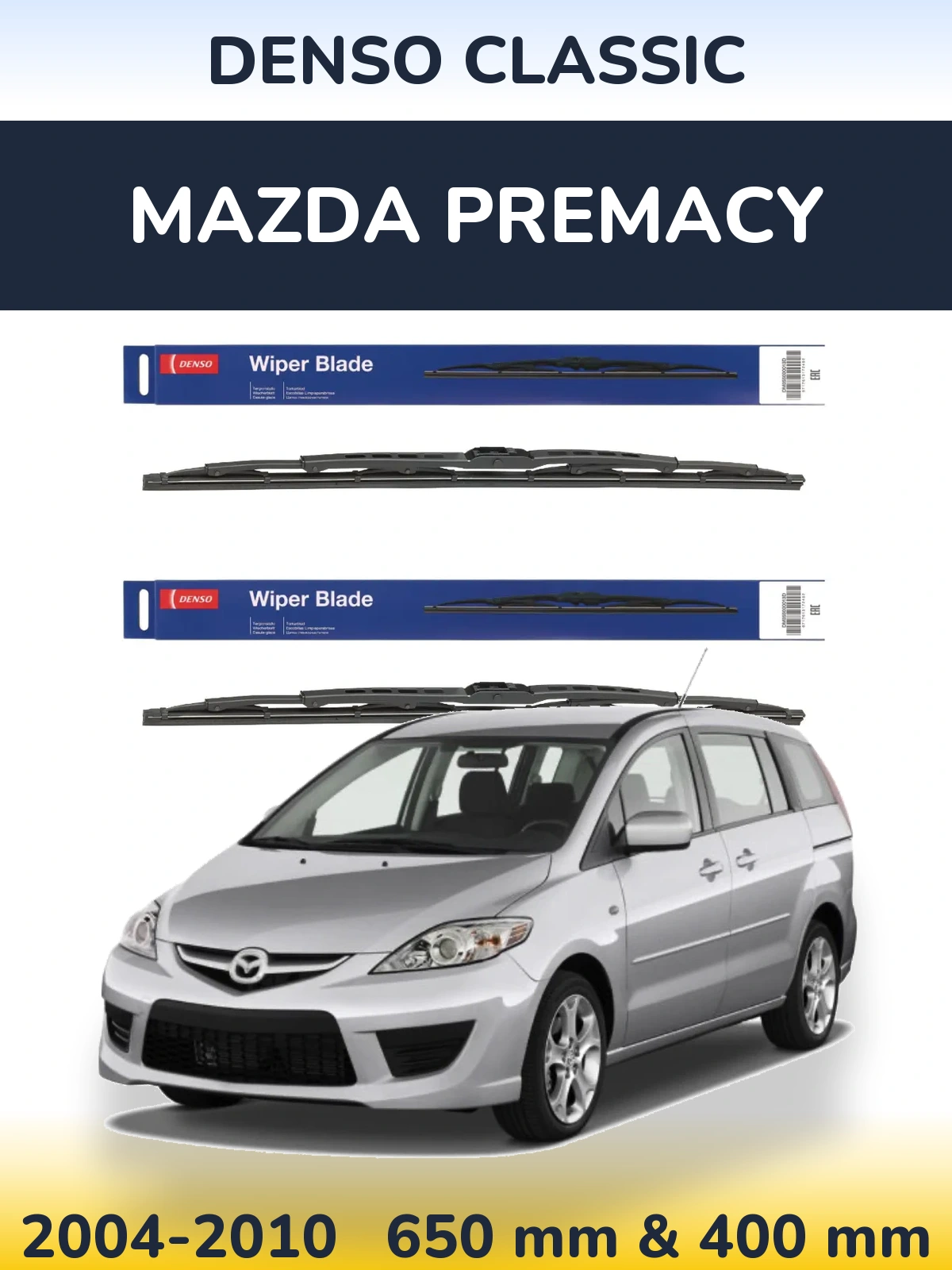Komplet przednich wycieraczek Denso Classic 650 & 400 mm do Mazda Premacy 2004-2010