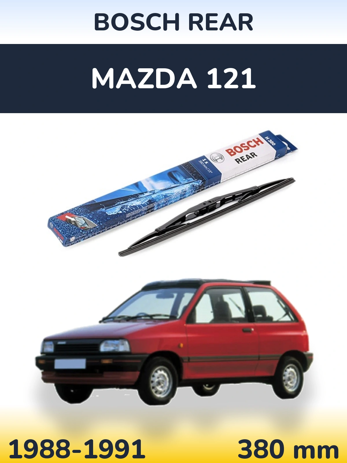 Rear wiper blade BOSCH Rear 380 мм for Mazda 121 1988-1991