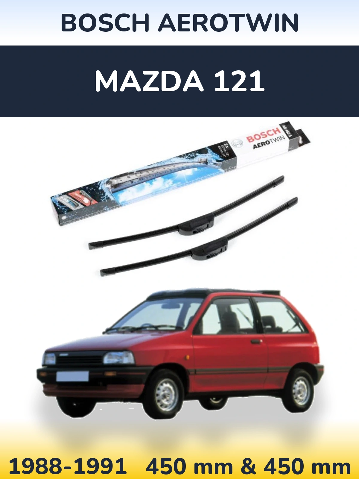 Комплект передніх щіток BOSCH AeroTwin 450 & 450 мм для Mazda 121 1988-1991