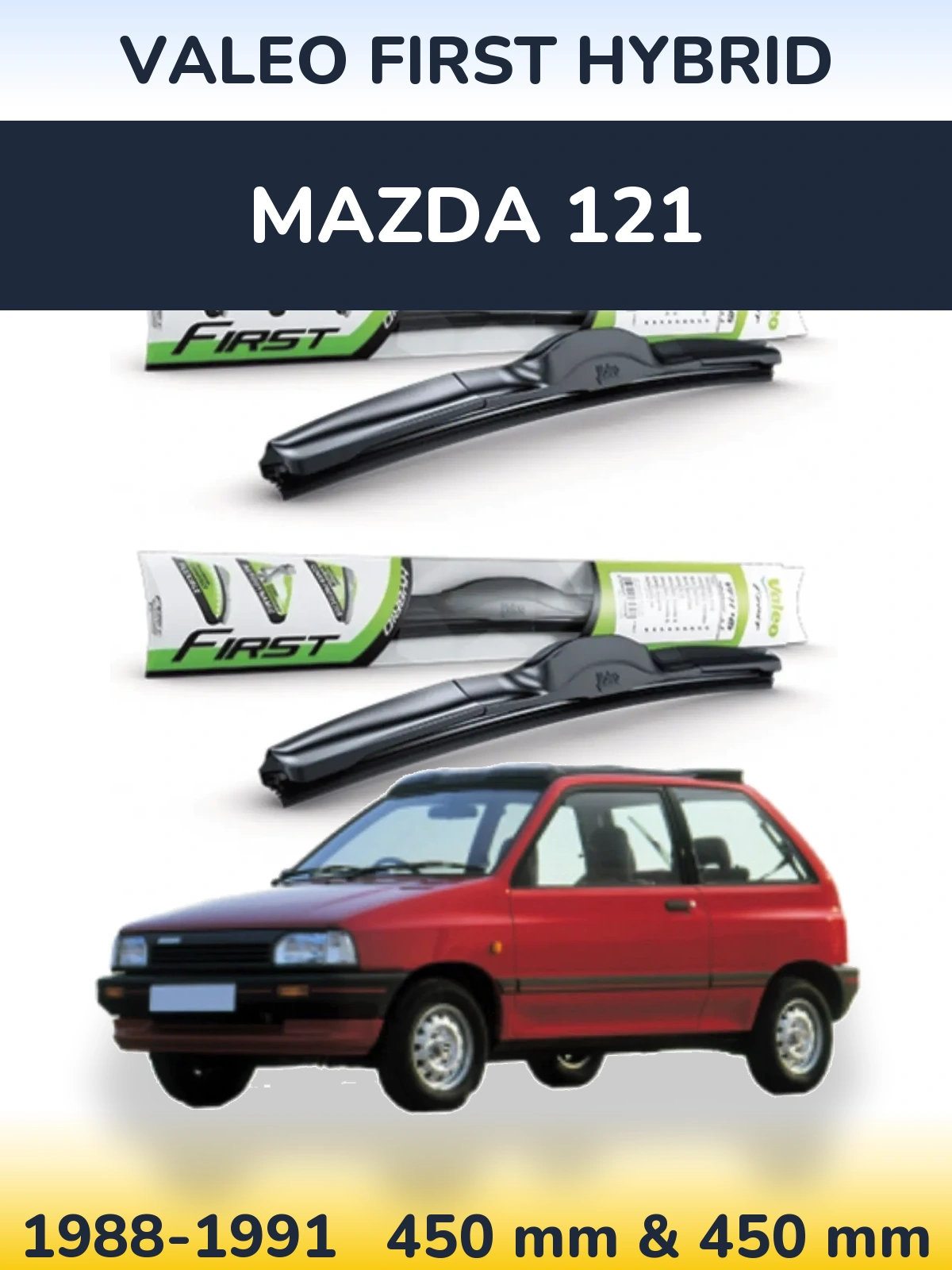 Комплект передніх щіток Valeo First Hybrid 450 & 450 мм для Mazda 121 1988-1991