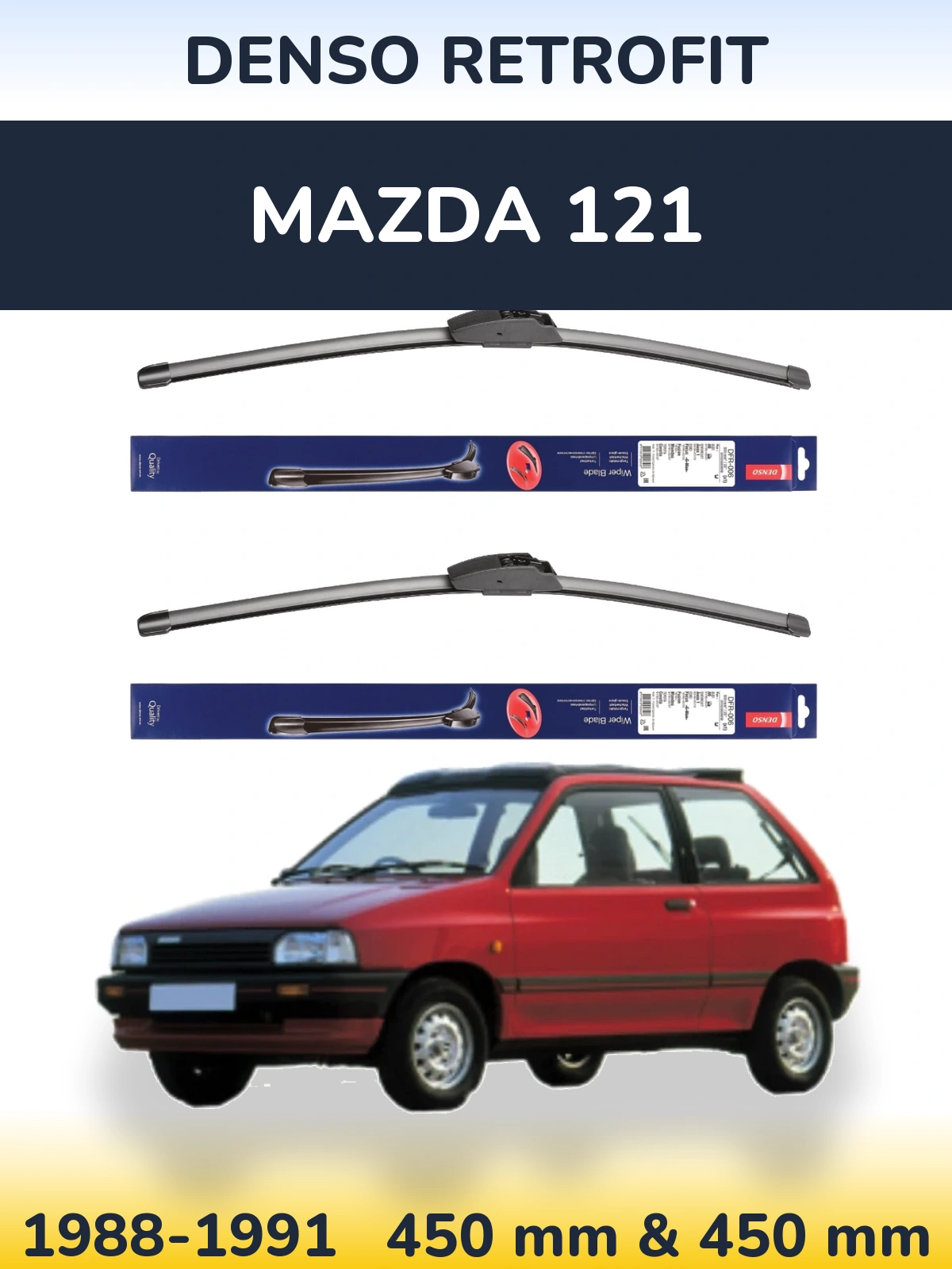 Комплект передніх щіток Denso Retrofit 450 & 450 мм для Mazda 121 1988-1991