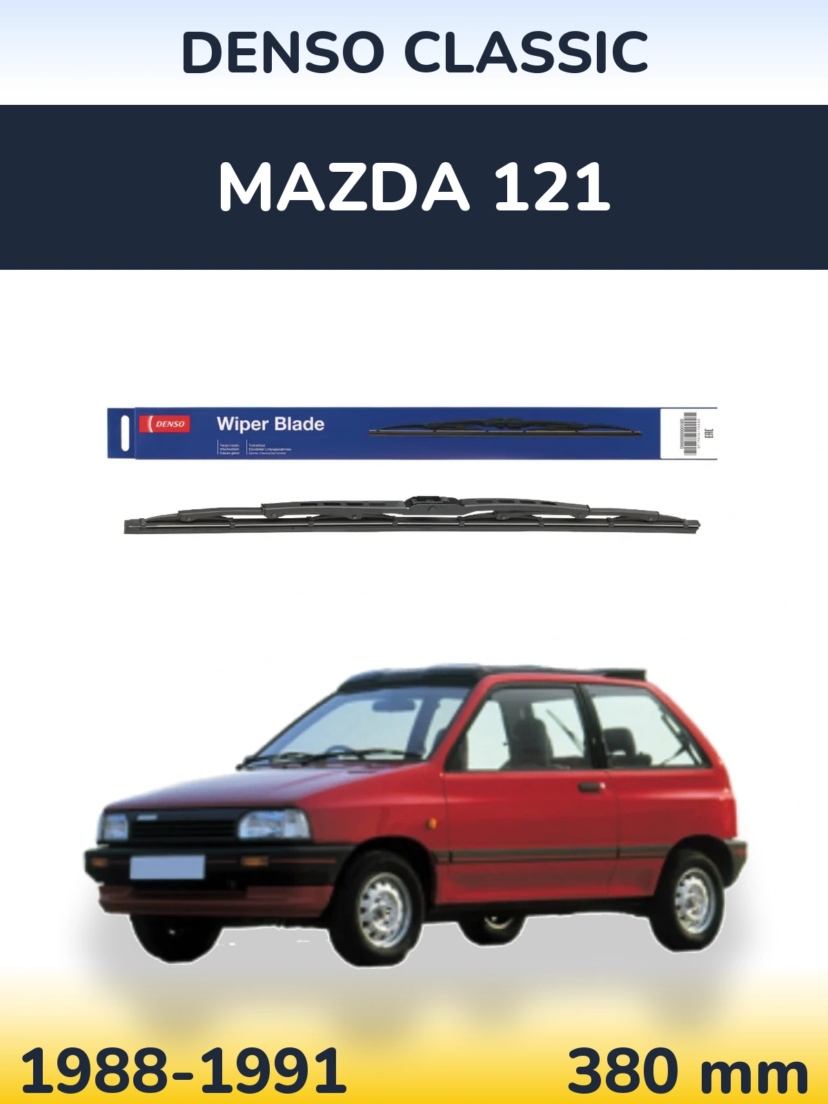 Rear wiper blade Denso Classic 380 мм for Mazda 121 1988-1991