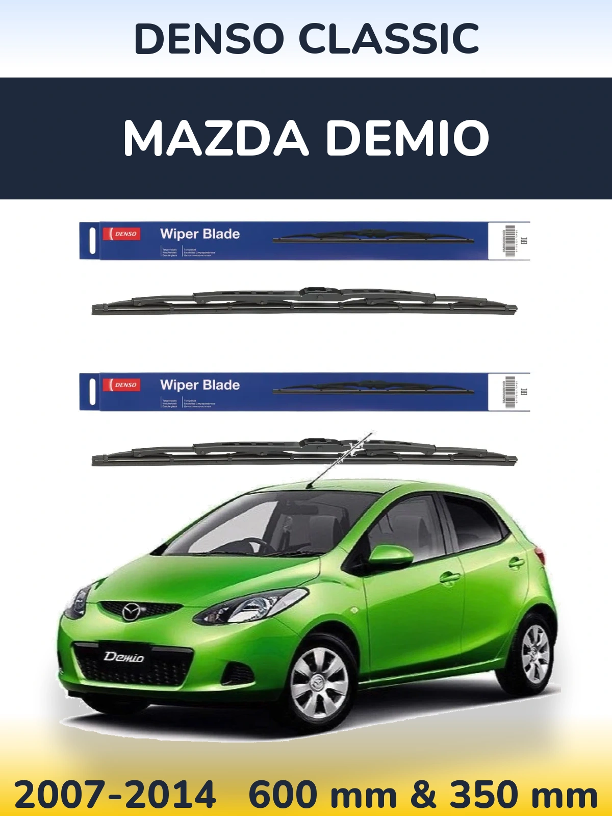 Front wiper blade set Denso Classic 600 & 350 мм for Mazda Demio 2007-2014