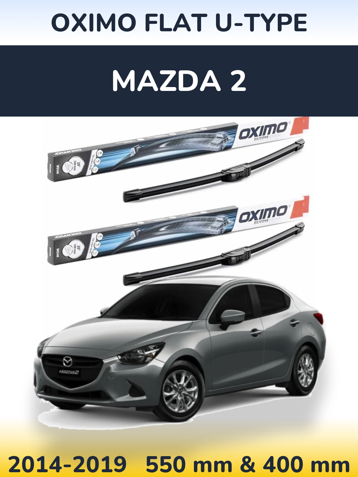Komplet przednich wycieraczek Oximo Flat U-type 550 & 400 mm do Mazda 2 2014-2019