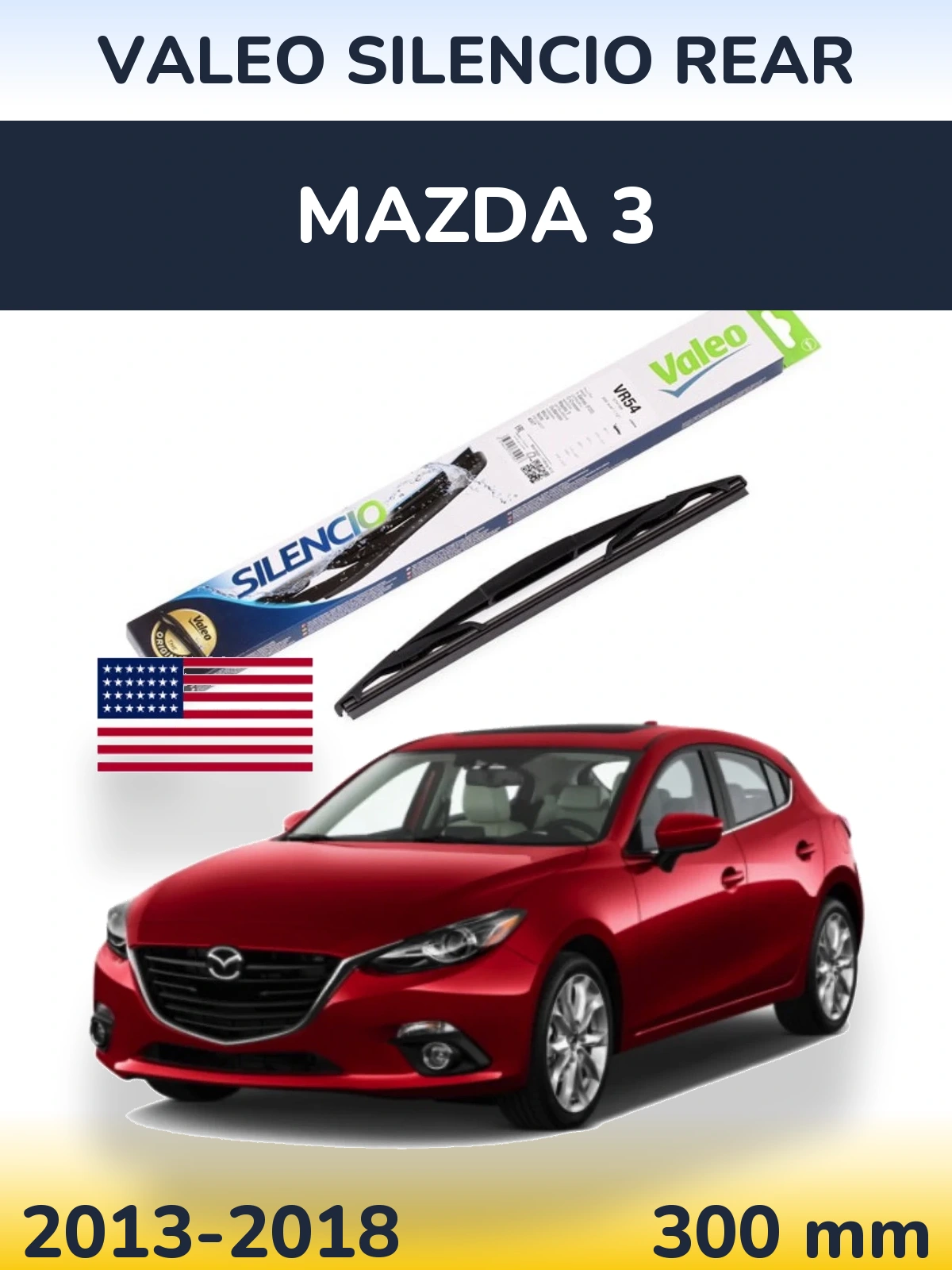 Rear wiper blade Valeo Silencio Rear 300 mm for Mazda 3 2013-2018
