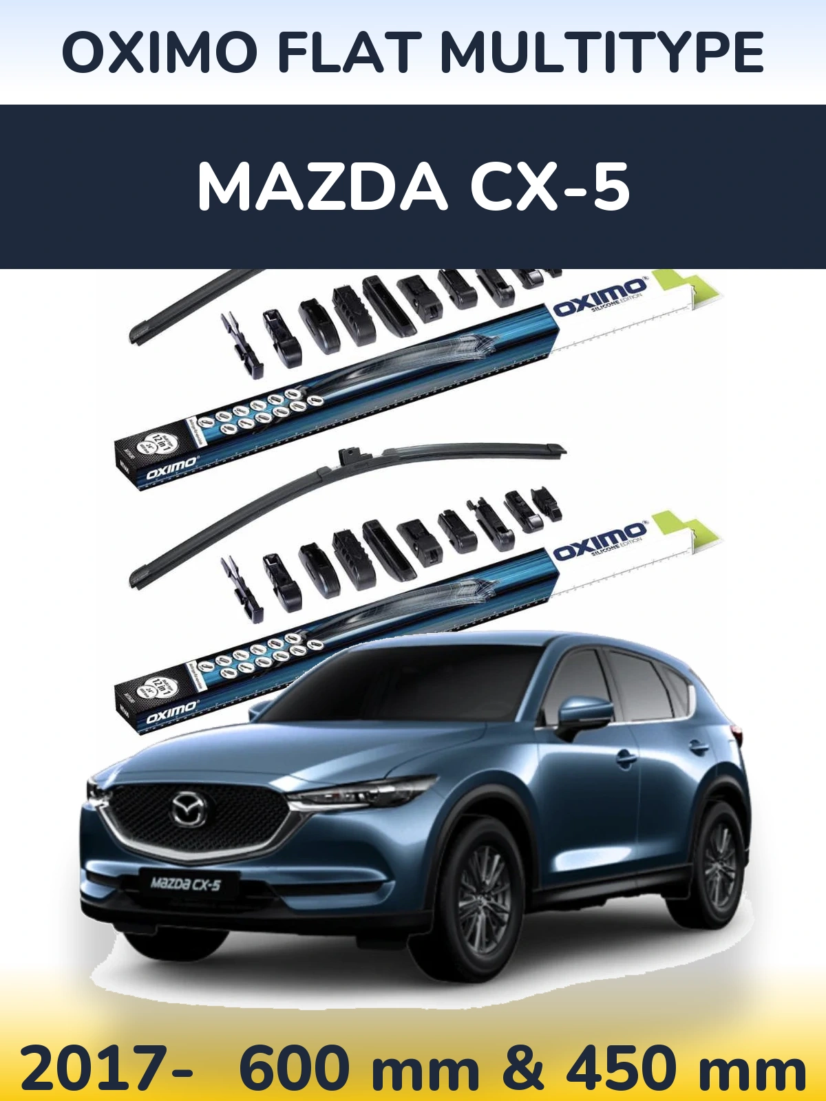 Komplet przednich wycieraczek Oximo Flat MultiType 600 & 450 mm do Mazda CX-5 2017-2026