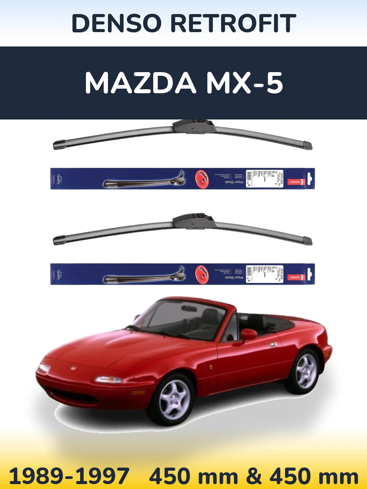 Front wiper blade set Denso Retrofit 450 & 450 мм for Mazda MX-5 1989-1997