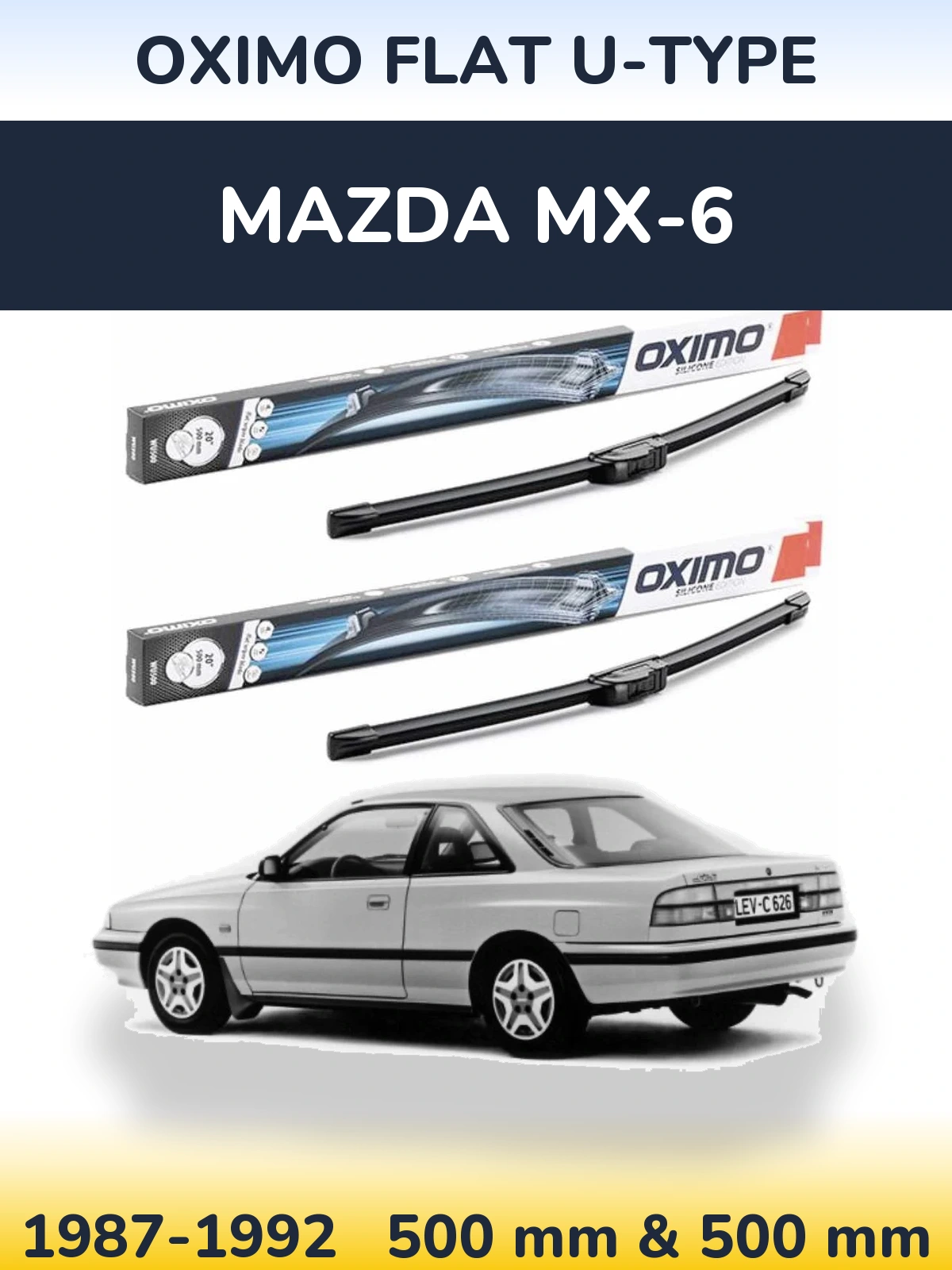 Front wiper blade set Oximo Flat U-type 500 & 500 мм for Mazda MX-6 1987-1992