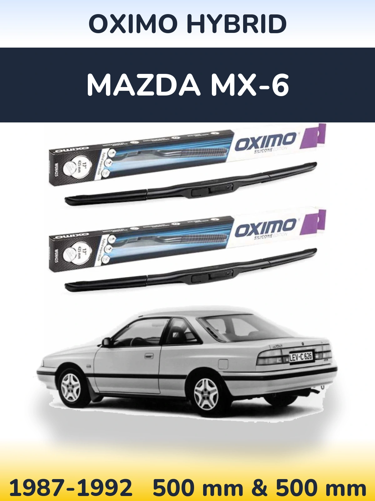 Komplet przednich wycieraczek Oximo Hybrid 500 & 500 mm do Mazda MX-6 1987-1992