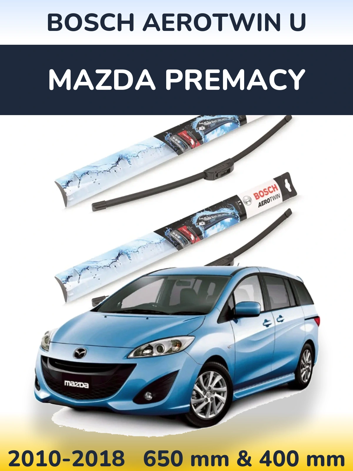 Комплект передніх щіток BOSCH AeroTwin U 650 & 400 мм для Mazda Premacy 2010-2018