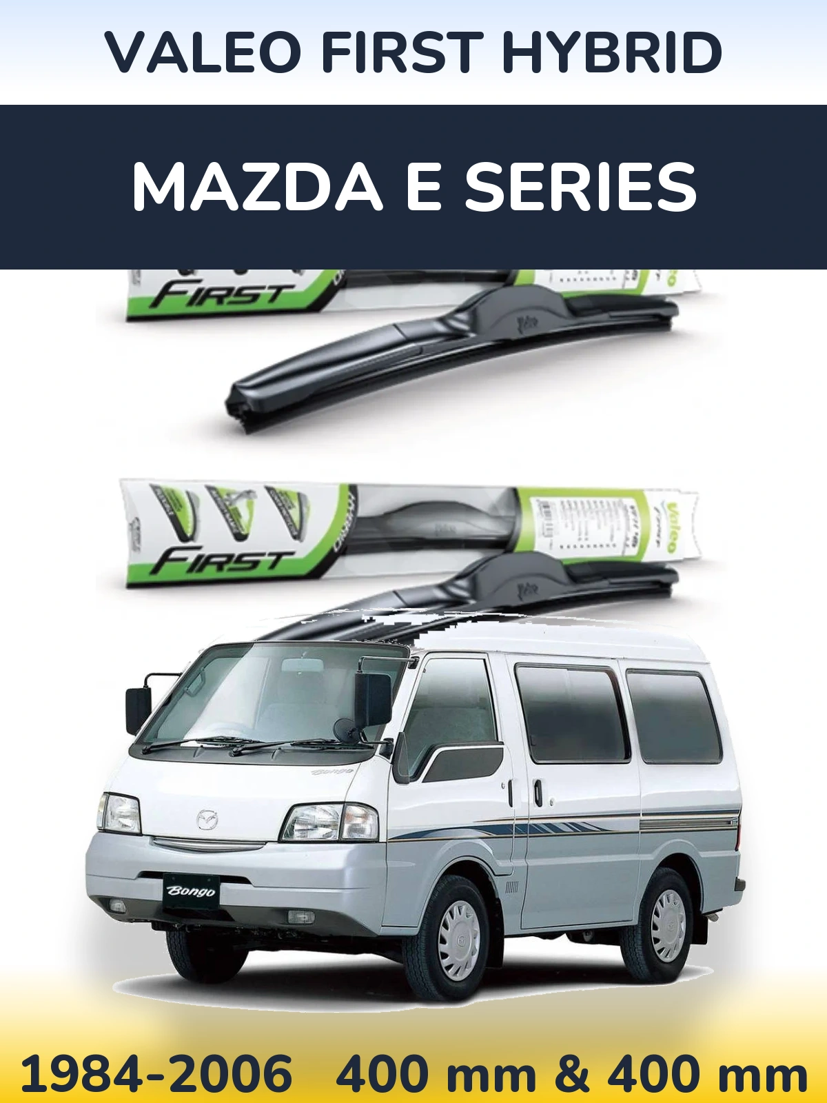 Front wiper blade set Valeo First Hybrid 400 & 400 мм for Mazda E Series 1984-2006