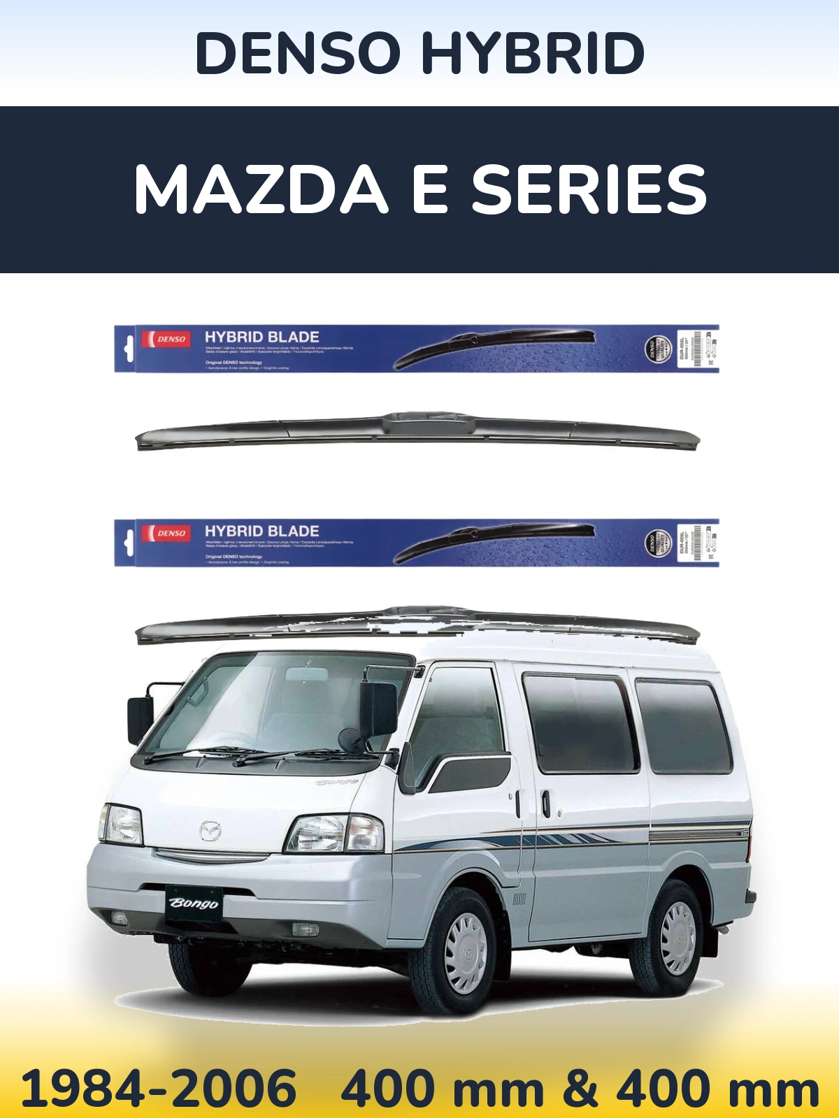 Front wiper blade set Denso Hybrid 400 & 400 мм for Mazda E Series 1984-2006