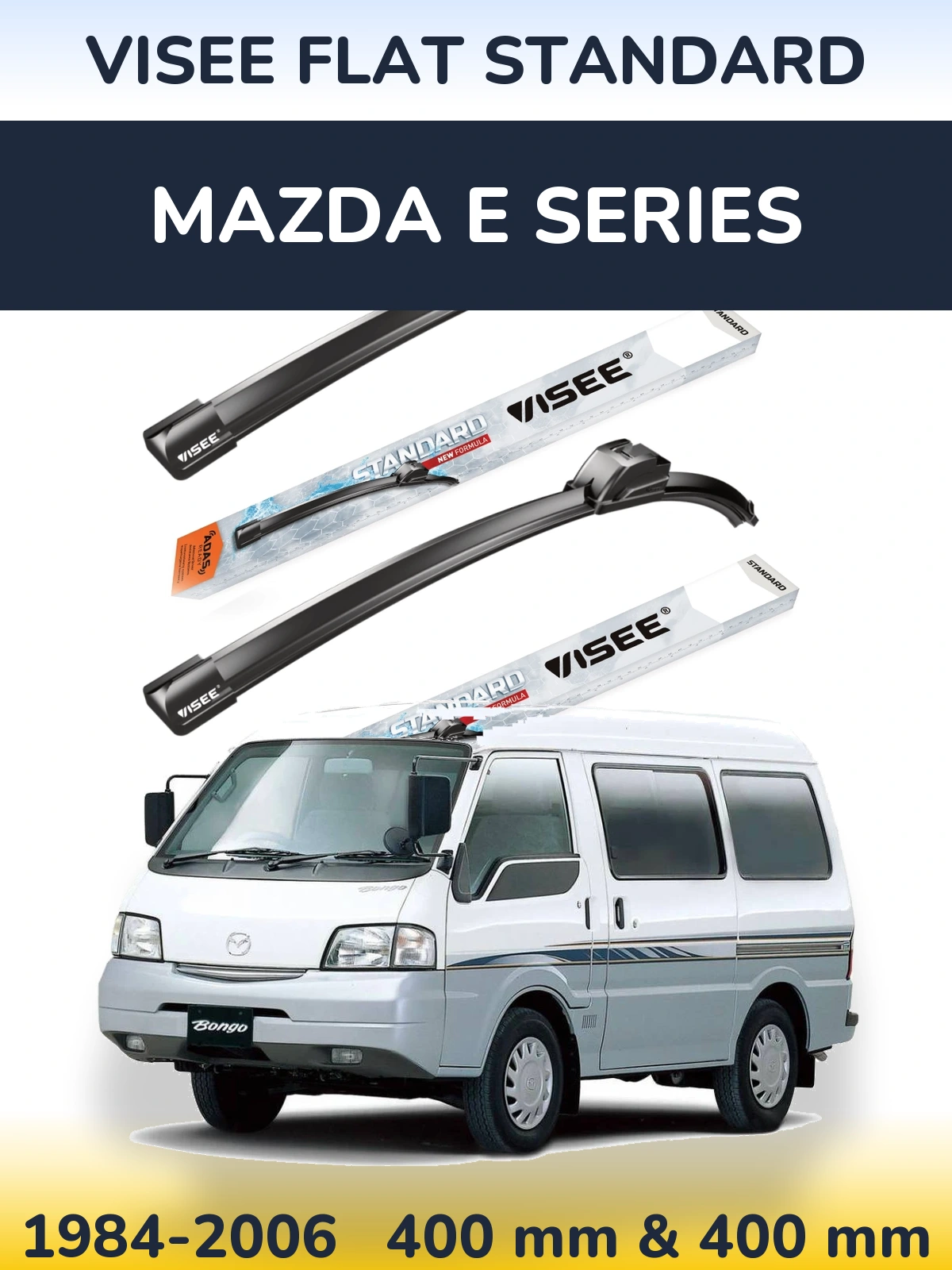 Комплект передніх щіток VISEE FLAT STANDARD 400 & 400 мм для Mazda E Series 1984-2006