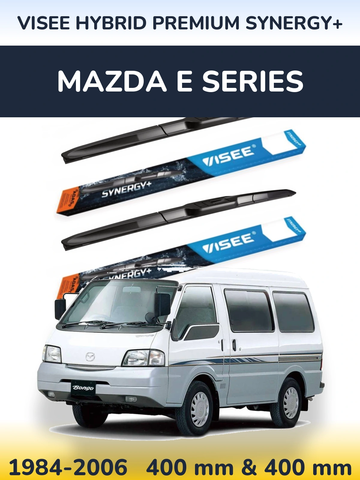 Front wiper blade set VISEE HYBRID PREMIUM SYNERGY+ 400 & 400 мм for Mazda E Series 1984-2006