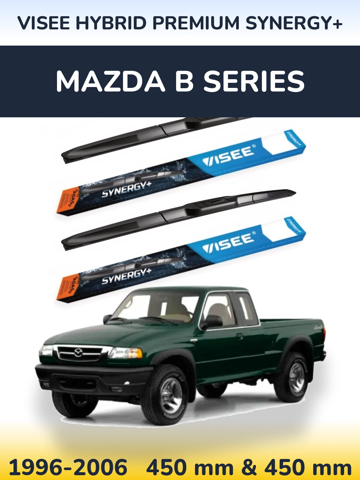 Комплект передних дворников VISEE HYBRID PREMIUM SYNERGY+ 450 & 450 мм для Mazda B Series 1996-2006
