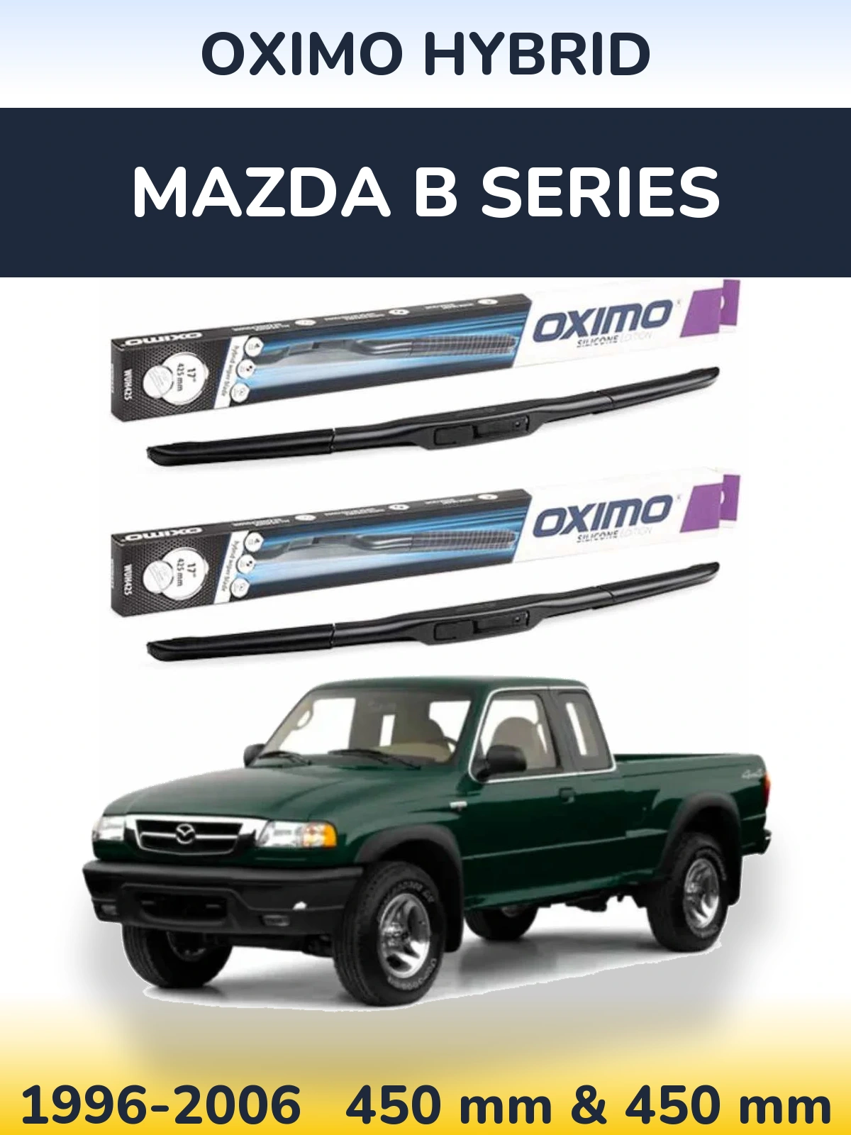 Front wiper blade set Oximo Hybrid 450 & 450 мм for Mazda B Series 1996-2006
