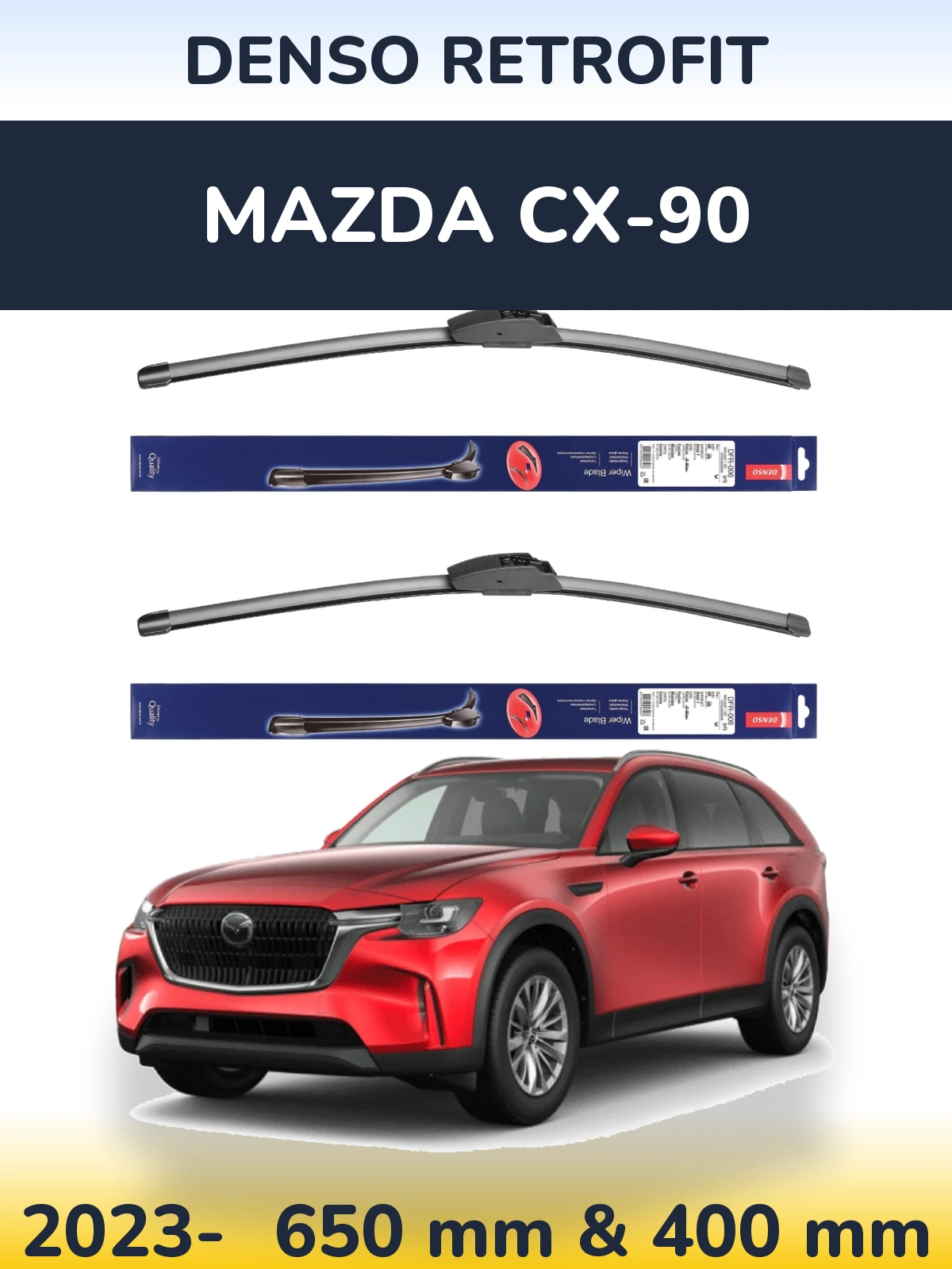 Front wiper blade set Denso Retrofit 650 & 400 мм for Mazda CX-90 2023-2026