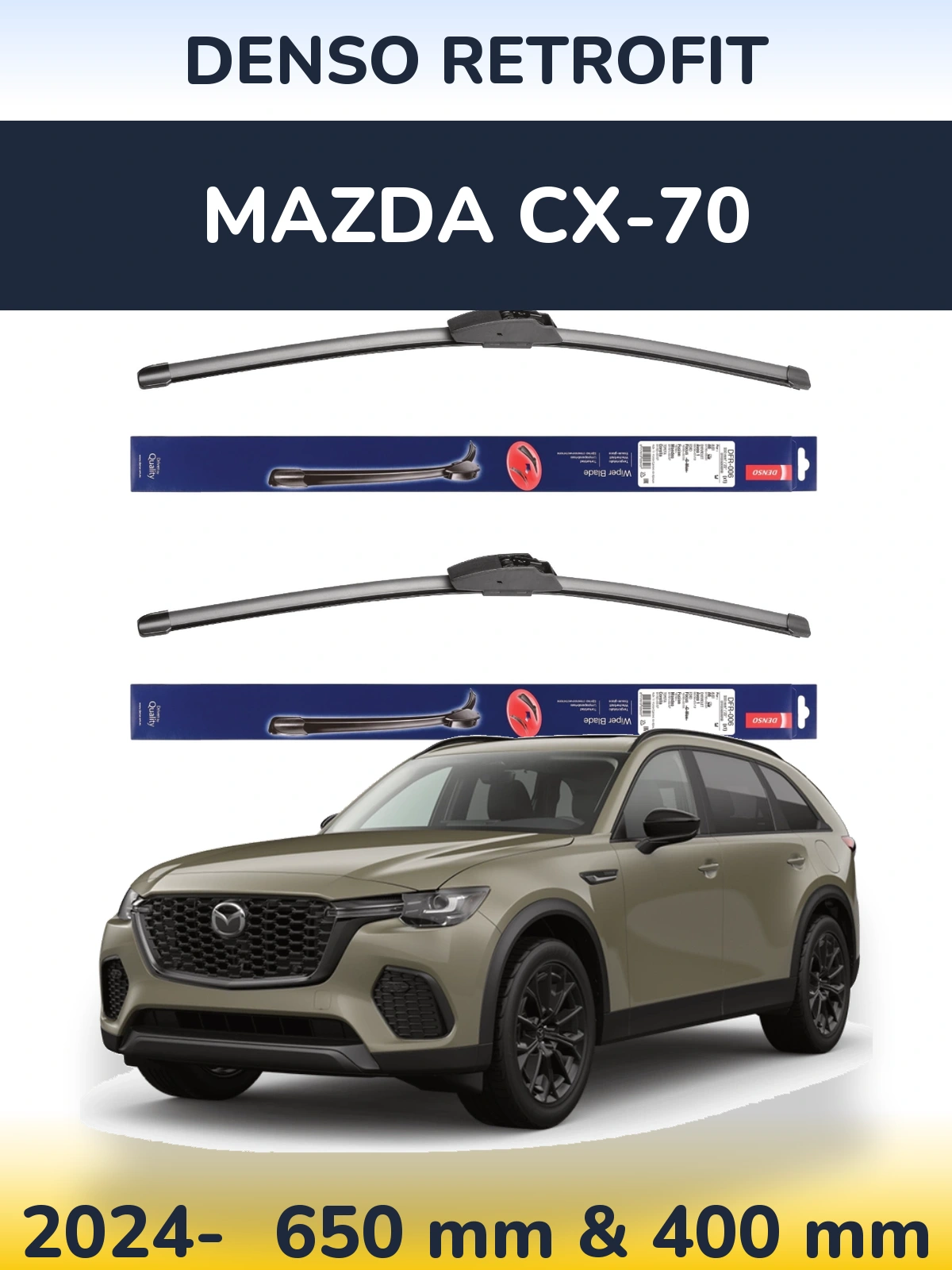 Комплект передніх щіток Denso Retrofit 650 & 400 мм для Mazda CX-70 2024-2026
