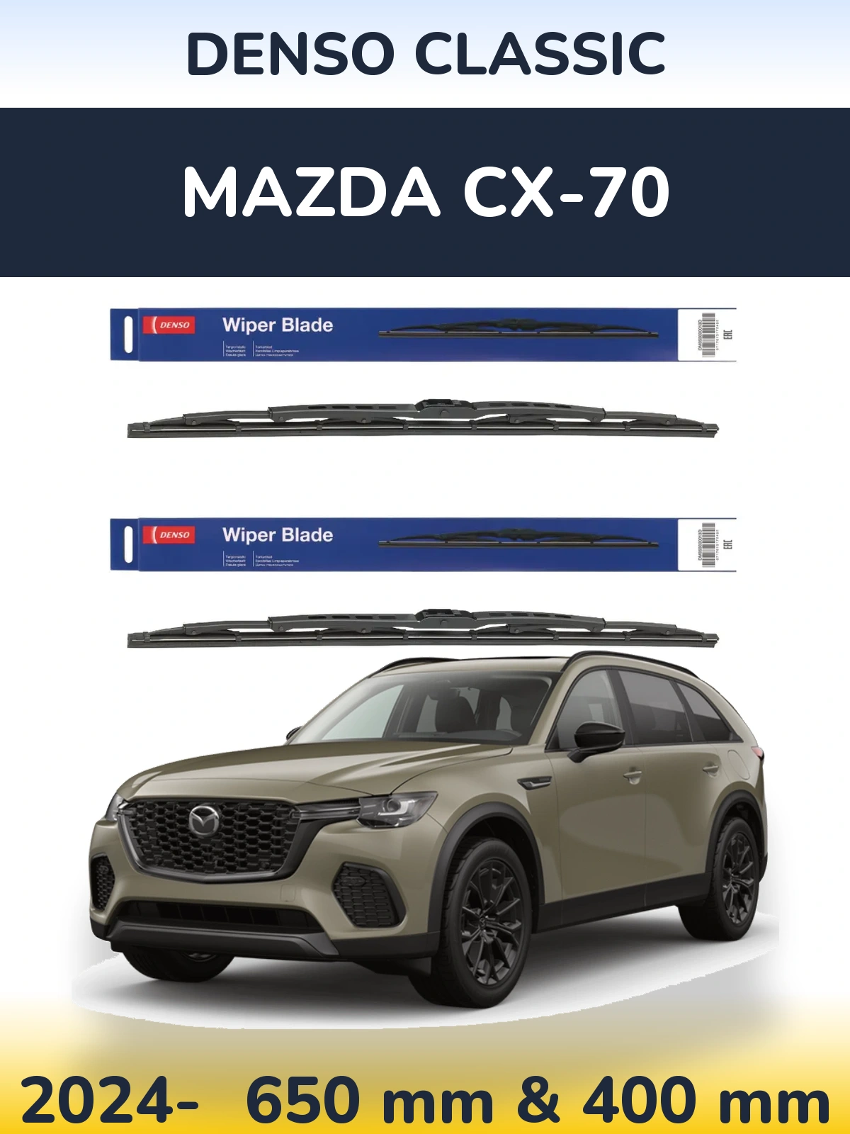 Komplet przednich wycieraczek Denso Classic 650 & 400 mm do Mazda CX-70 2024-2026