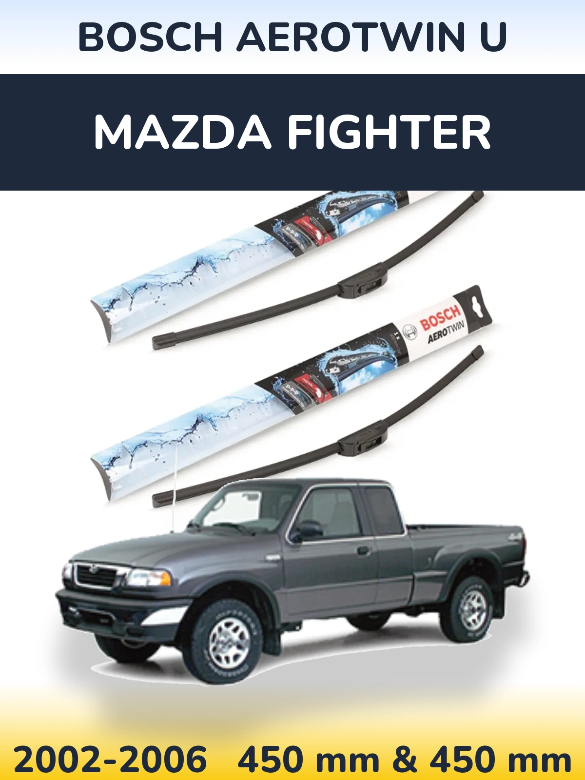 Front wiper blade set BOSCH AeroTwin U 450 & 450 мм for Mazda Fighter 2002-2006