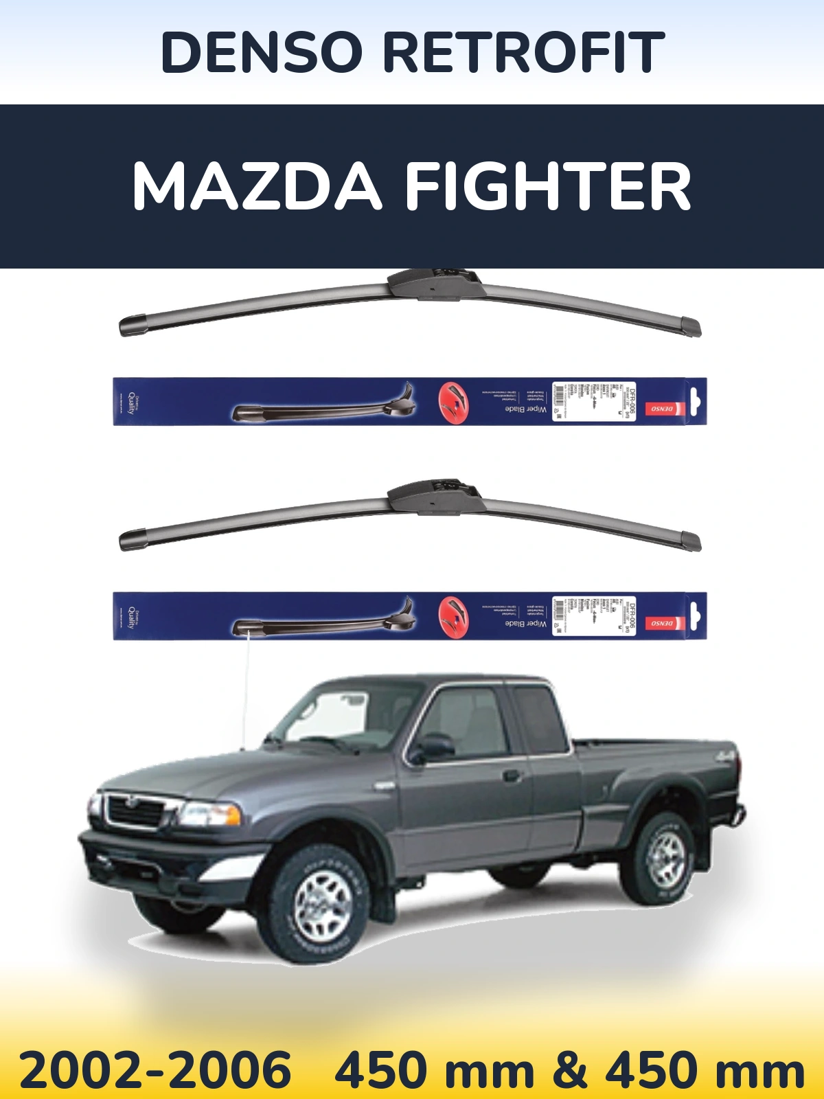 Front wiper blade set Denso Retrofit 450 & 450 мм for Mazda Fighter 2002-2006