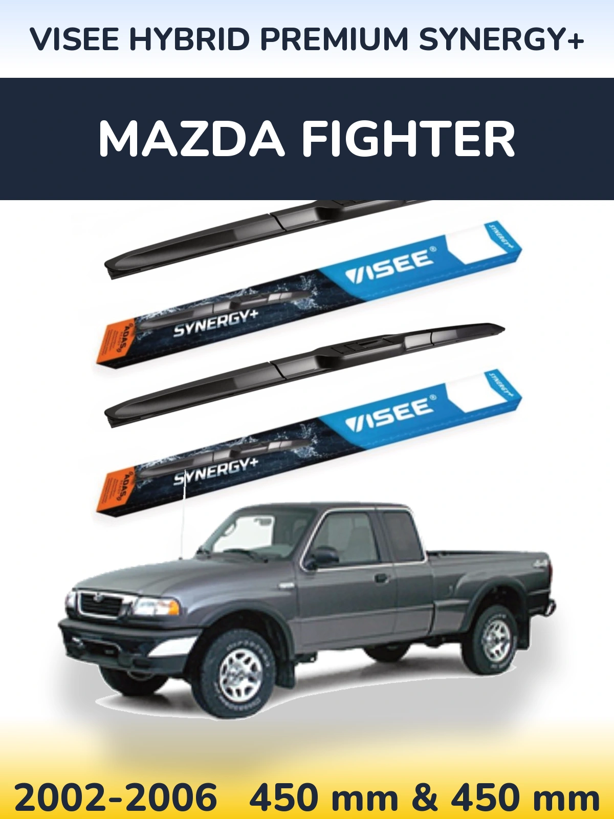 Комплект передних дворников VISEE HYBRID PREMIUM SYNERGY+ 450 & 450 мм для Mazda Fighter 2002-2006