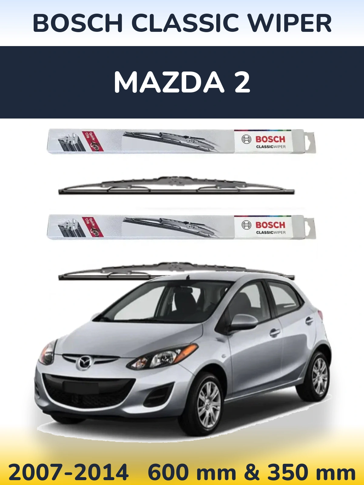 Комплект передних дворников BOSCH Classic Wiper 600 & 340 мм для Mazda 2 2007-2014