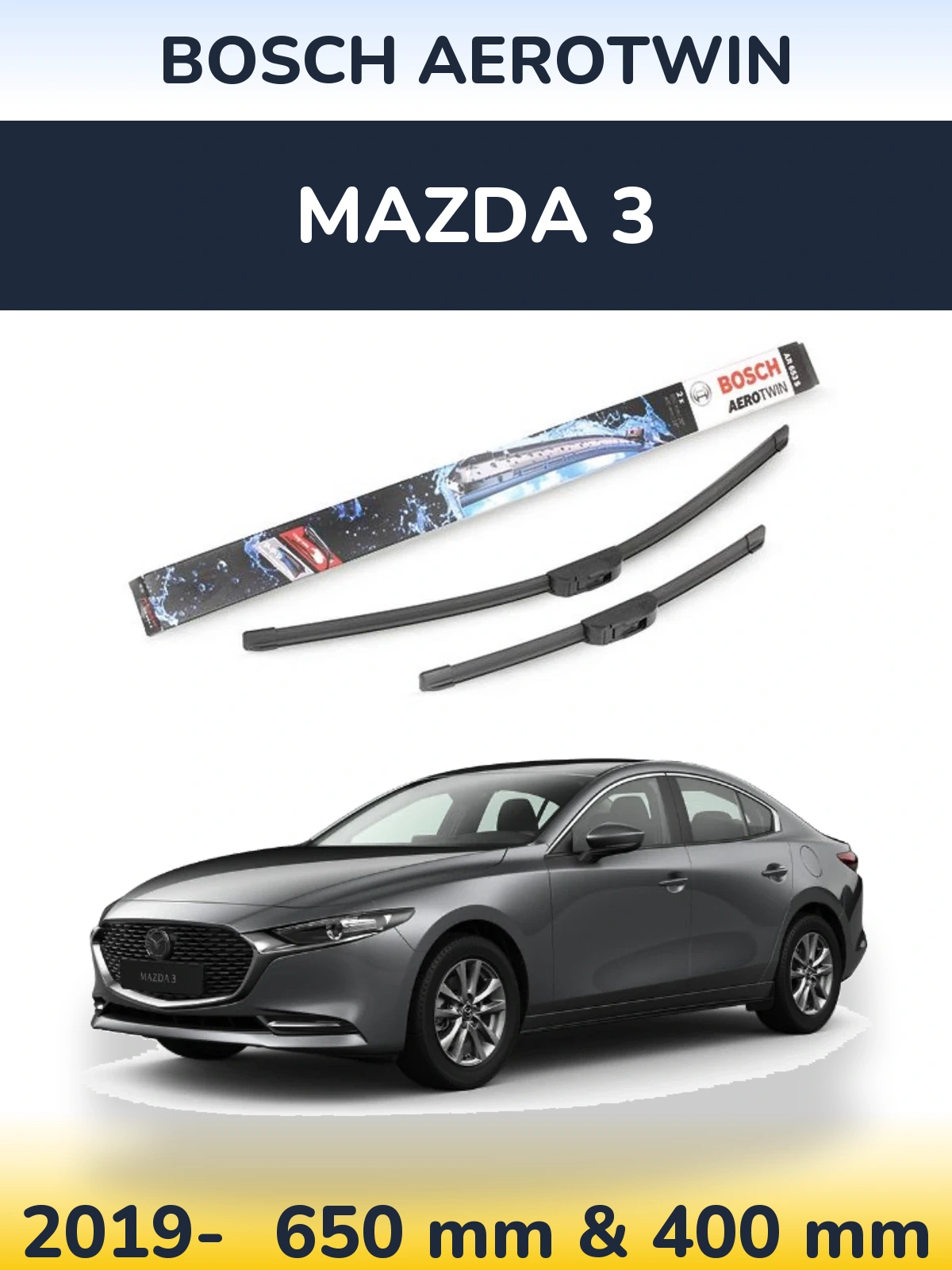Комплект передніх щіток BOSCH AeroTwin 650 & 400 мм для Mazda 3 2019-2026
