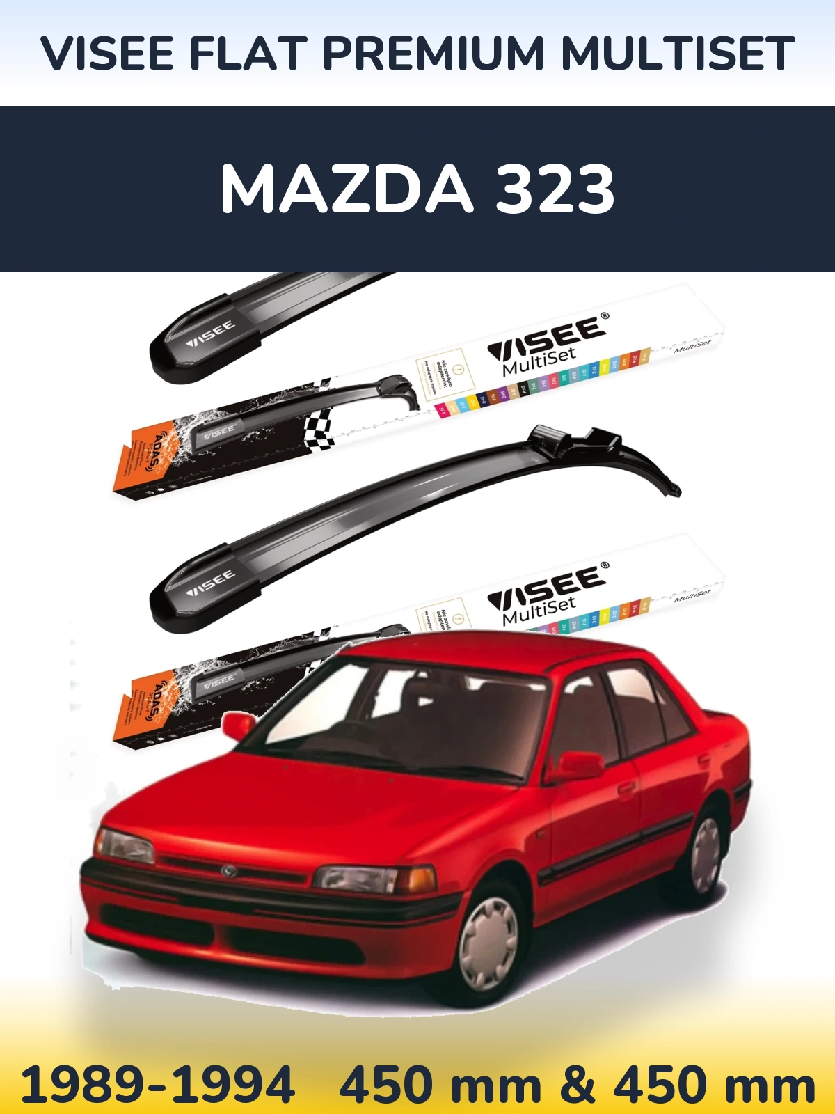 Front wiper blade set VISEE FLAT PREMIUM MultiSet 450 & 450 мм for Mazda 323 1989-1994