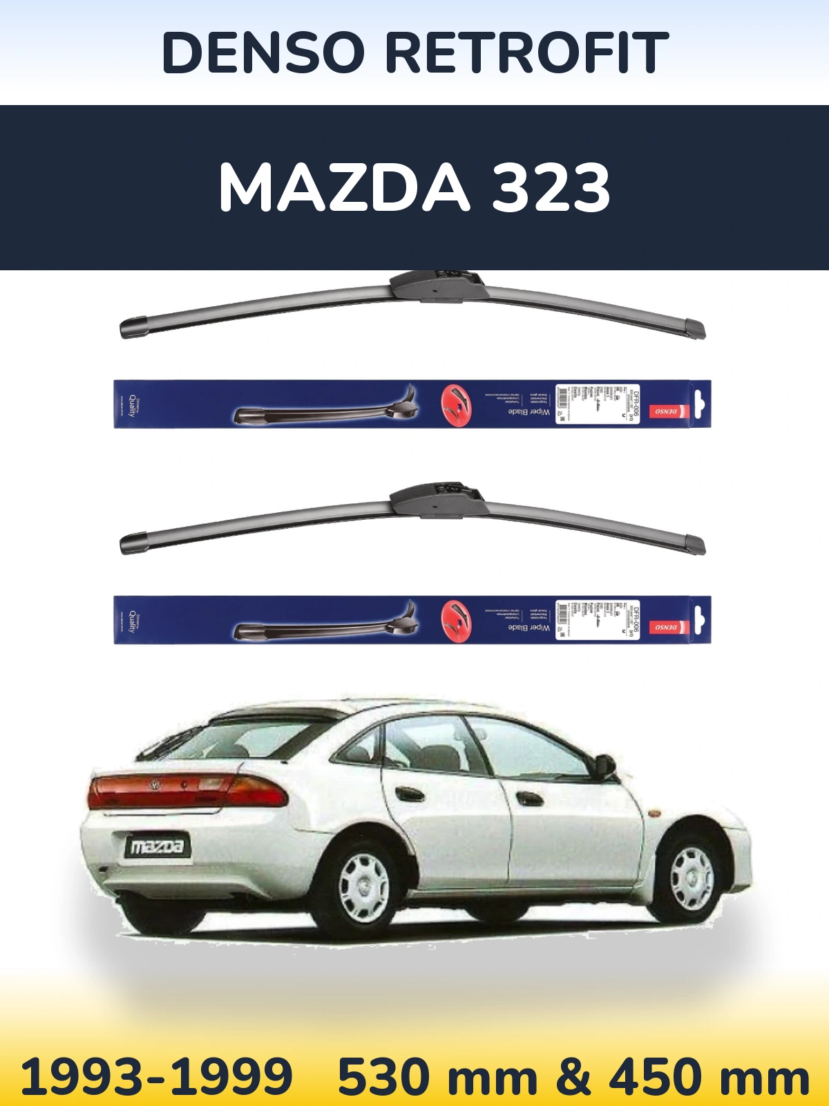 Front wiper blade set Denso Retrofit 530 & 450 мм for Mazda 323 1993-1999