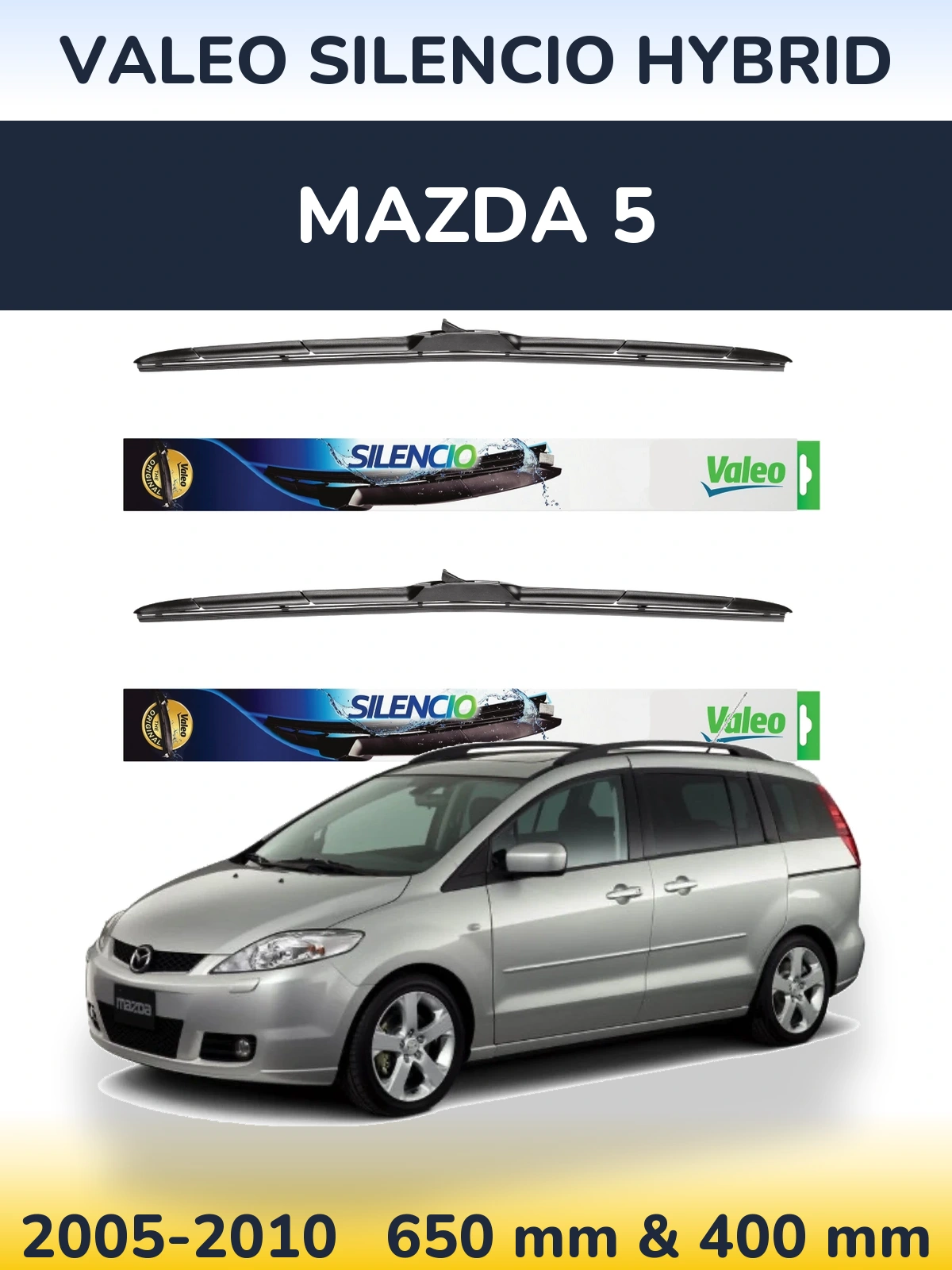 Комплект передних дворников Valeo Silencio Hybrid 650 & 400 мм для Mazda 5 2005-2010