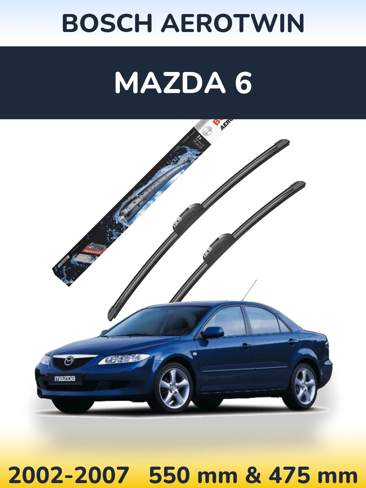 Комплект передніх щіток BOSCH AeroTwin 550 & 475 мм для Mazda 6 2002-2007