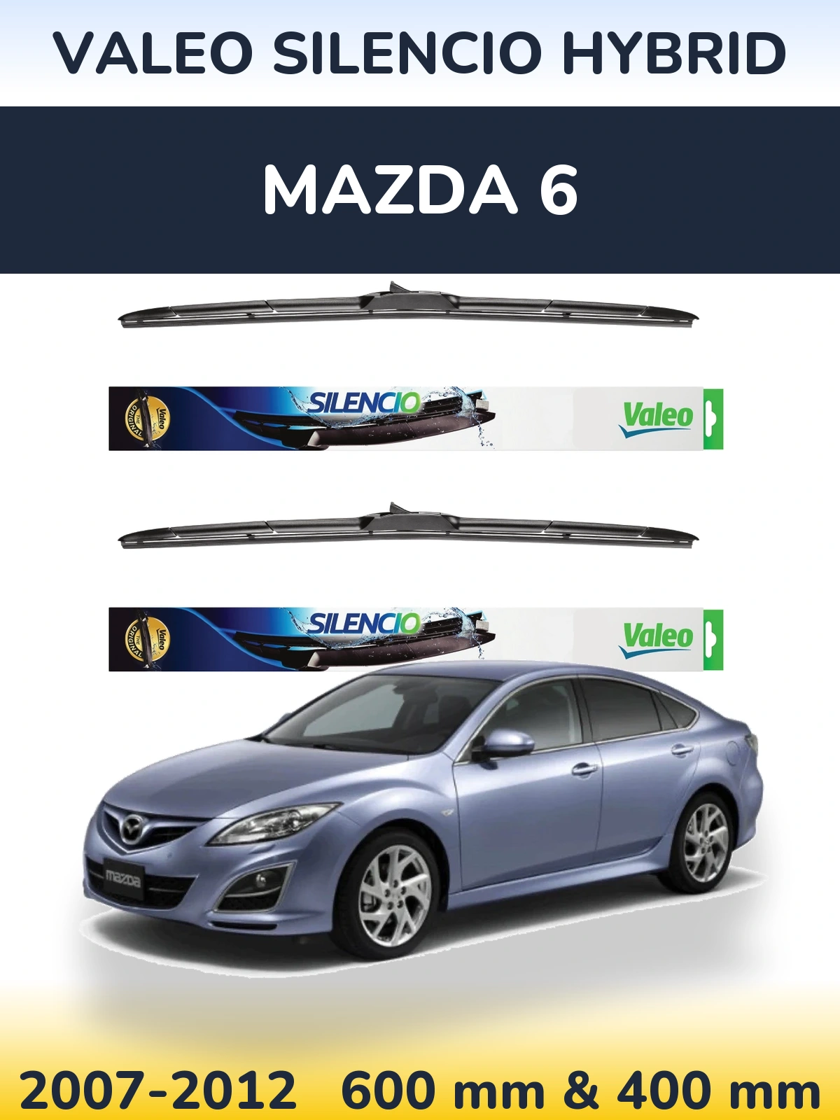 Комплект передних дворников Valeo Silencio Hybrid 600 & 400 мм для Mazda 6 2007-2012