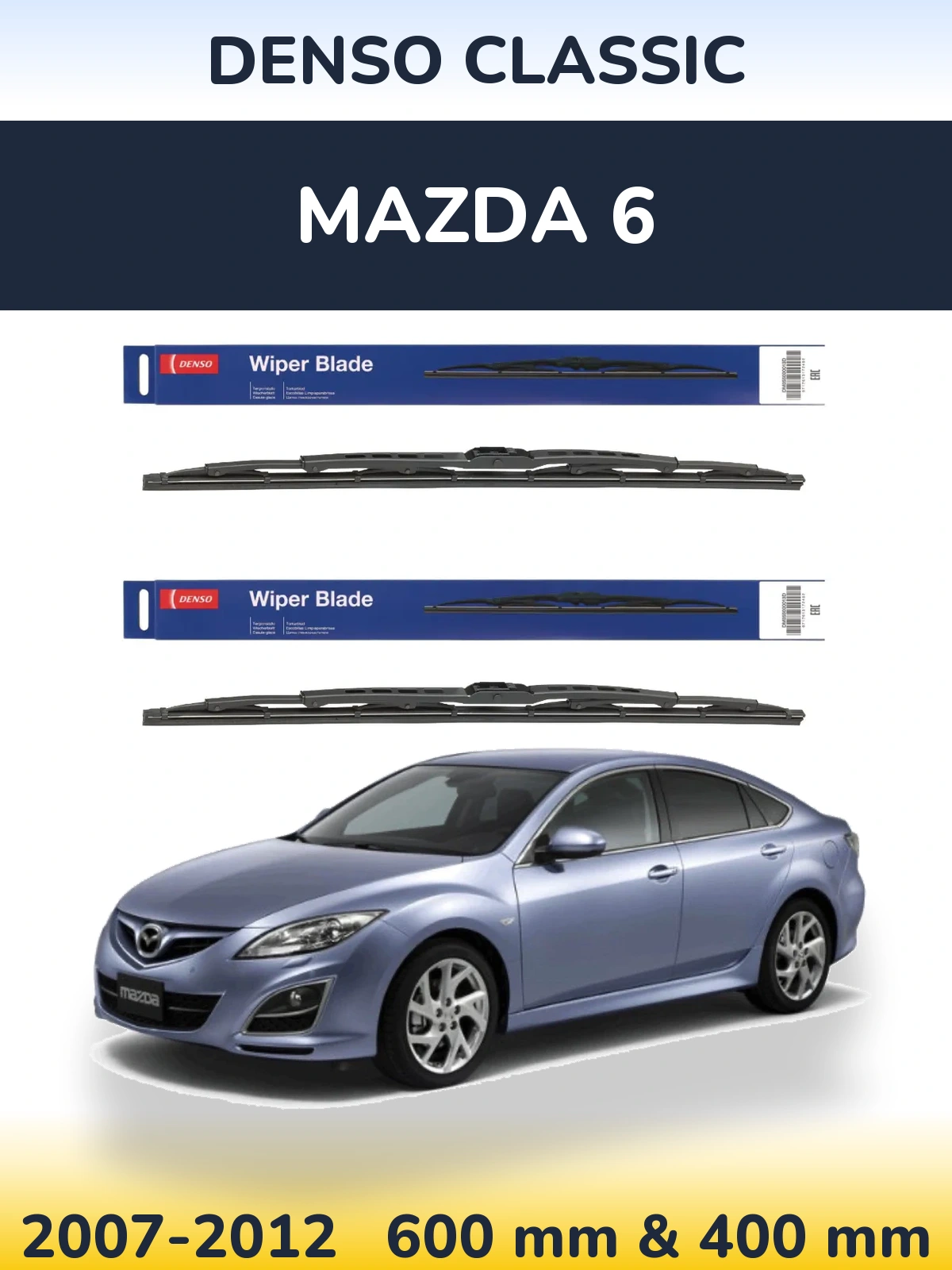 Front wiper blade set Denso Classic 600 & 400 мм for Mazda 6 2007-2012