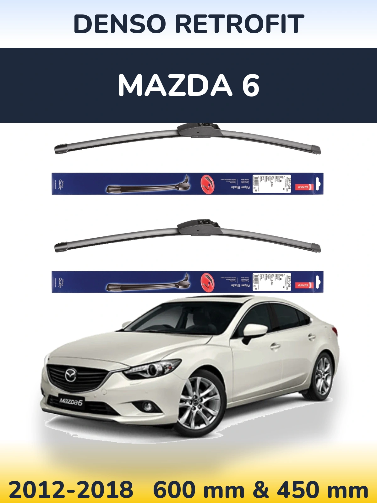 Комплект передних дворников Denso Retrofit 600 & 450 мм для Mazda 6 2012-2018
