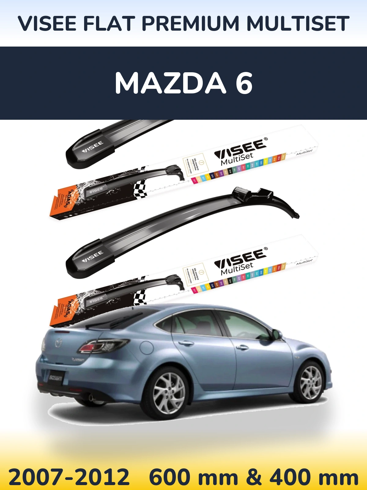 Комплект передніх щіток VISEE FLAT PREMIUM MultiSet 600 & 400 мм для Mazda 6 2007-2012
