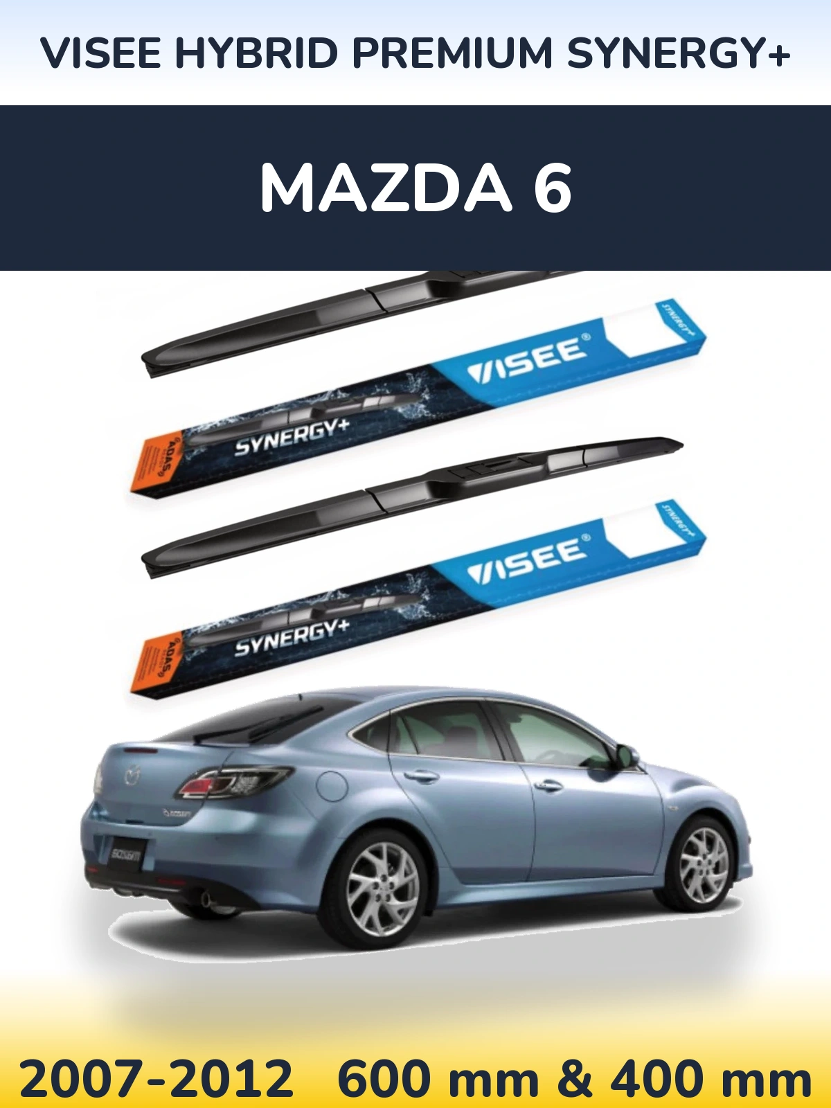 Комплект передних дворников VISEE HYBRID PREMIUM SYNERGY+ 600 & 400 мм для Mazda 6 2007-2012