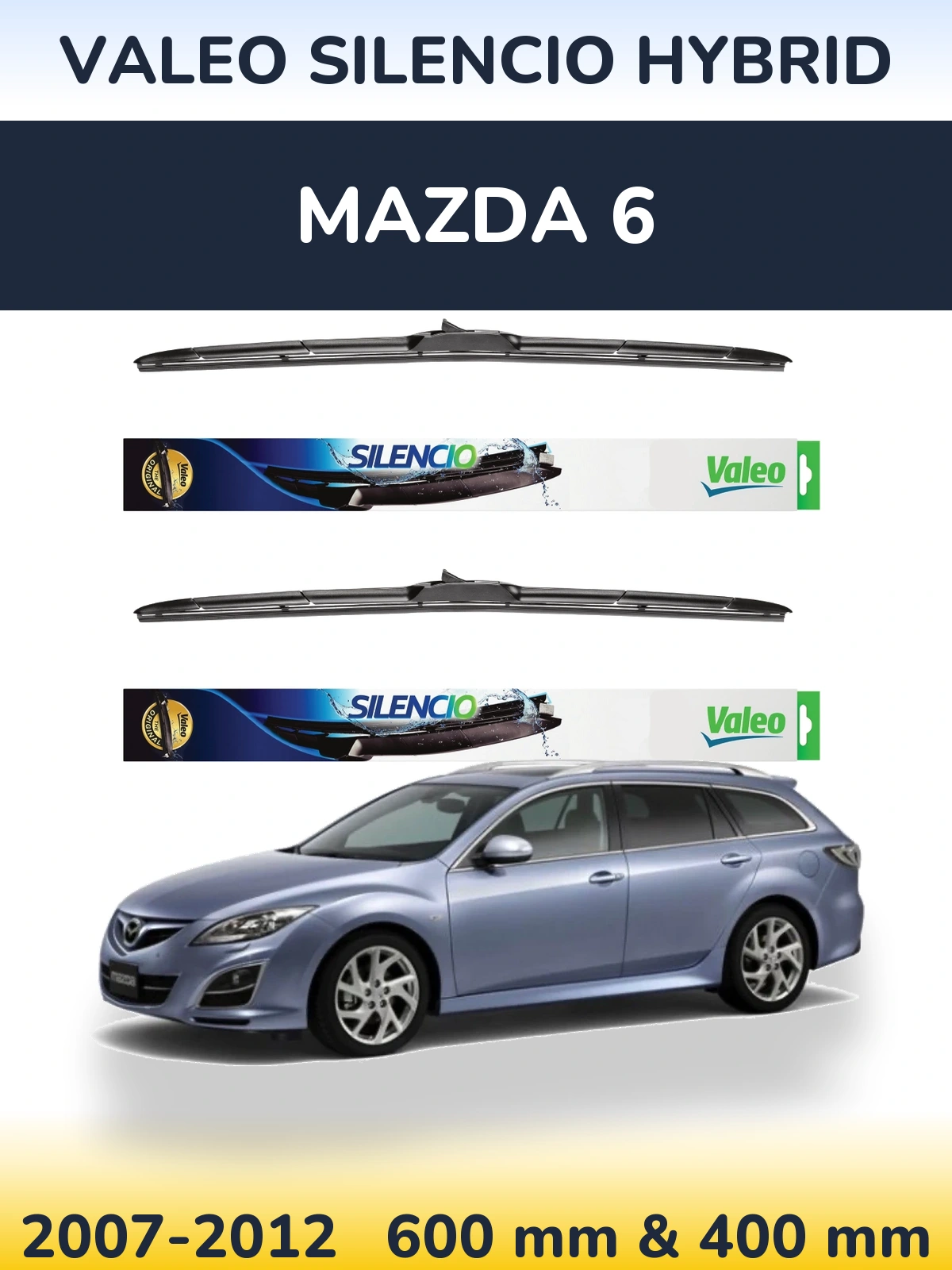 Комплект передних дворников Valeo Silencio Hybrid 600 & 400 мм для Mazda 6 2007-2012