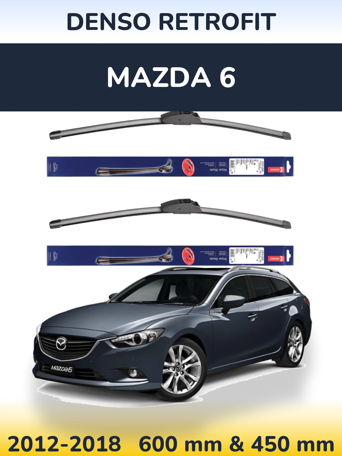 Front wiper blade set Denso Retrofit 600 & 450 мм for Mazda 6 2012-2018