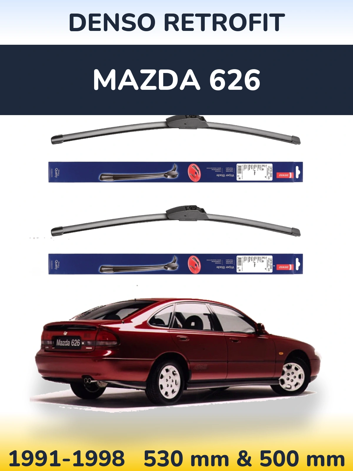 Комплект передніх щіток Denso Retrofit 530 & 500 мм для Mazda 626 1991-1998
