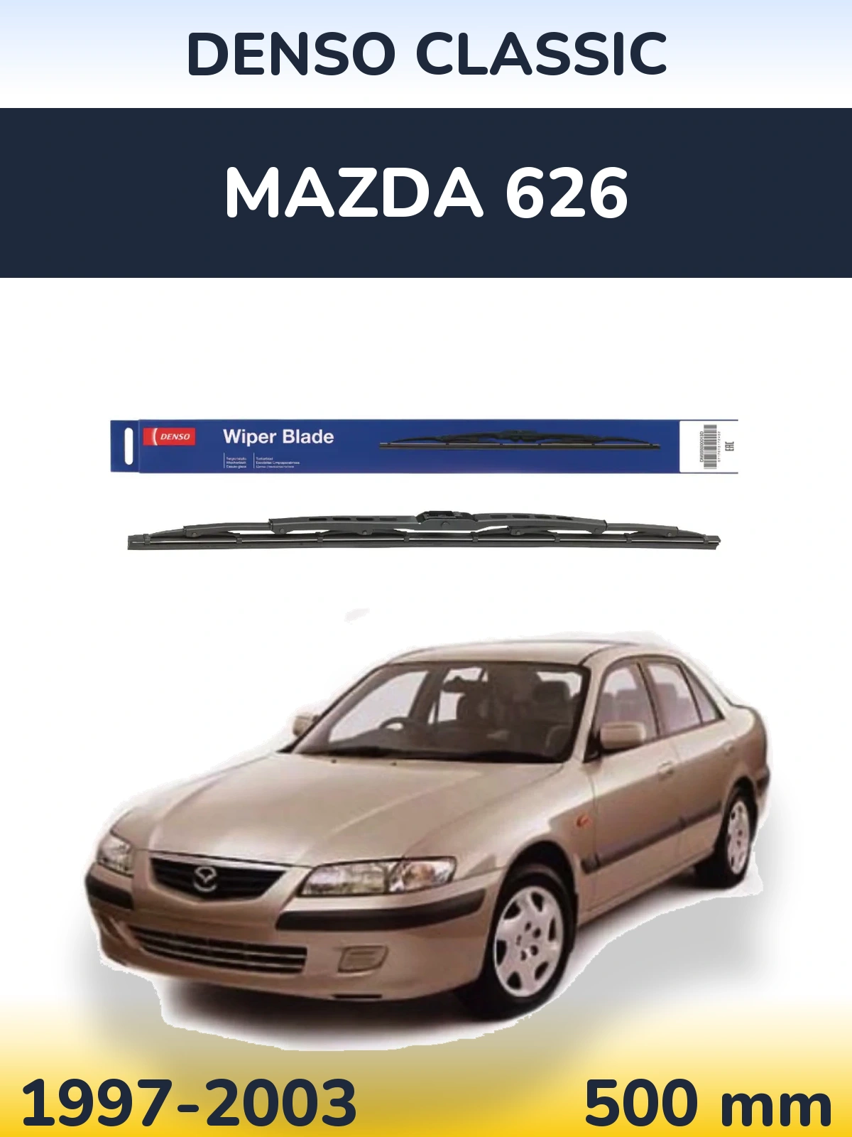 Rear wiper blade Denso Classic 500 mm for Mazda 626 1997-2003