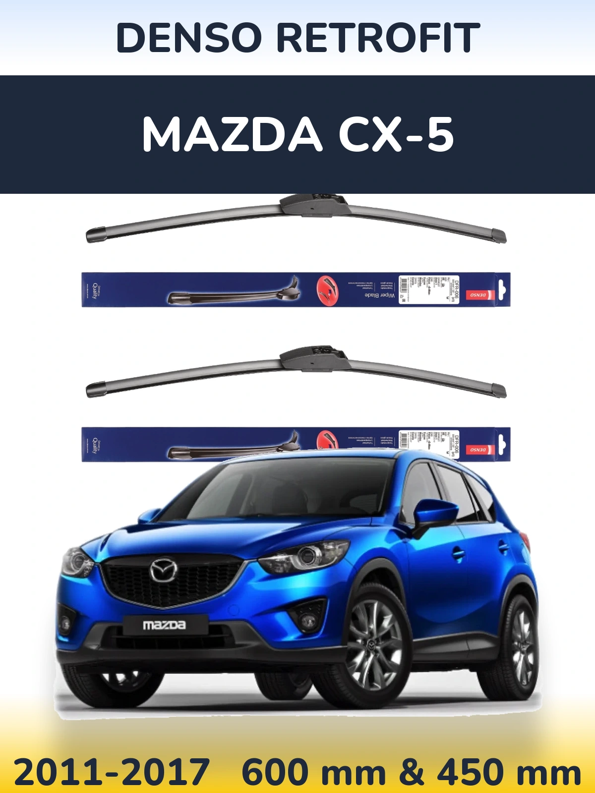 Комплект передних дворников Denso Retrofit 600 & 450 мм для Mazda CX-5 2011-2017