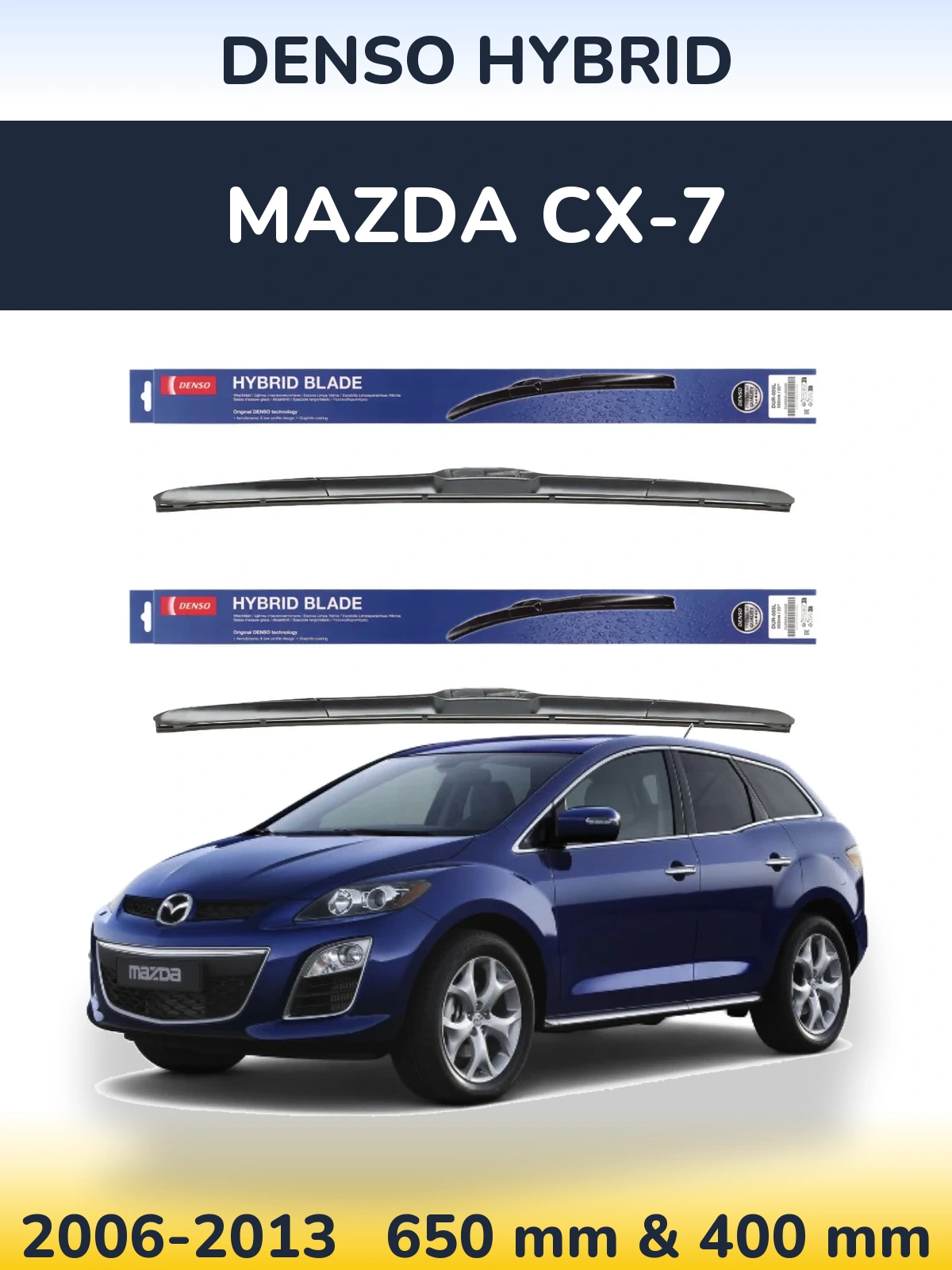 Komplet przednich wycieraczek Denso Hybrid 650 & 400 mm do Mazda CX-7 2006-2013