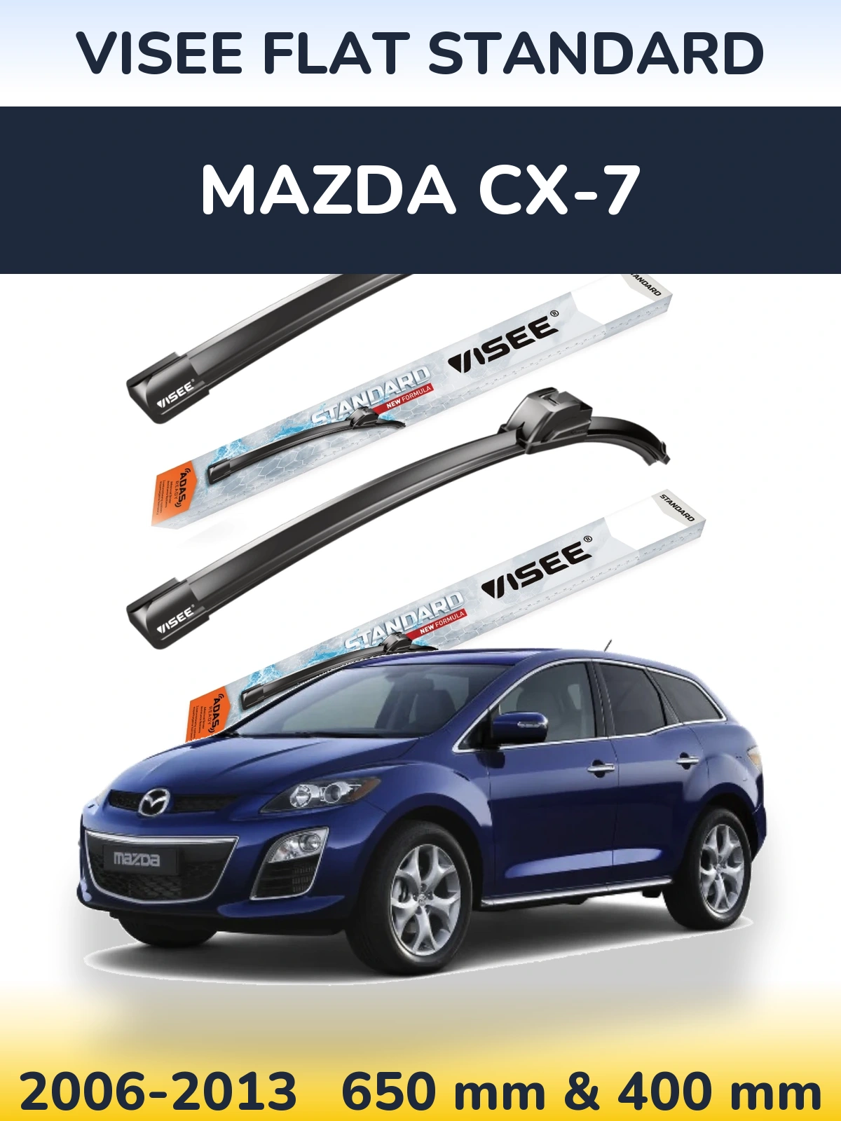 Комплект передних дворников VISEE FLAT STANDARD 650 & 400 мм для Mazda CX-7 2006-2013